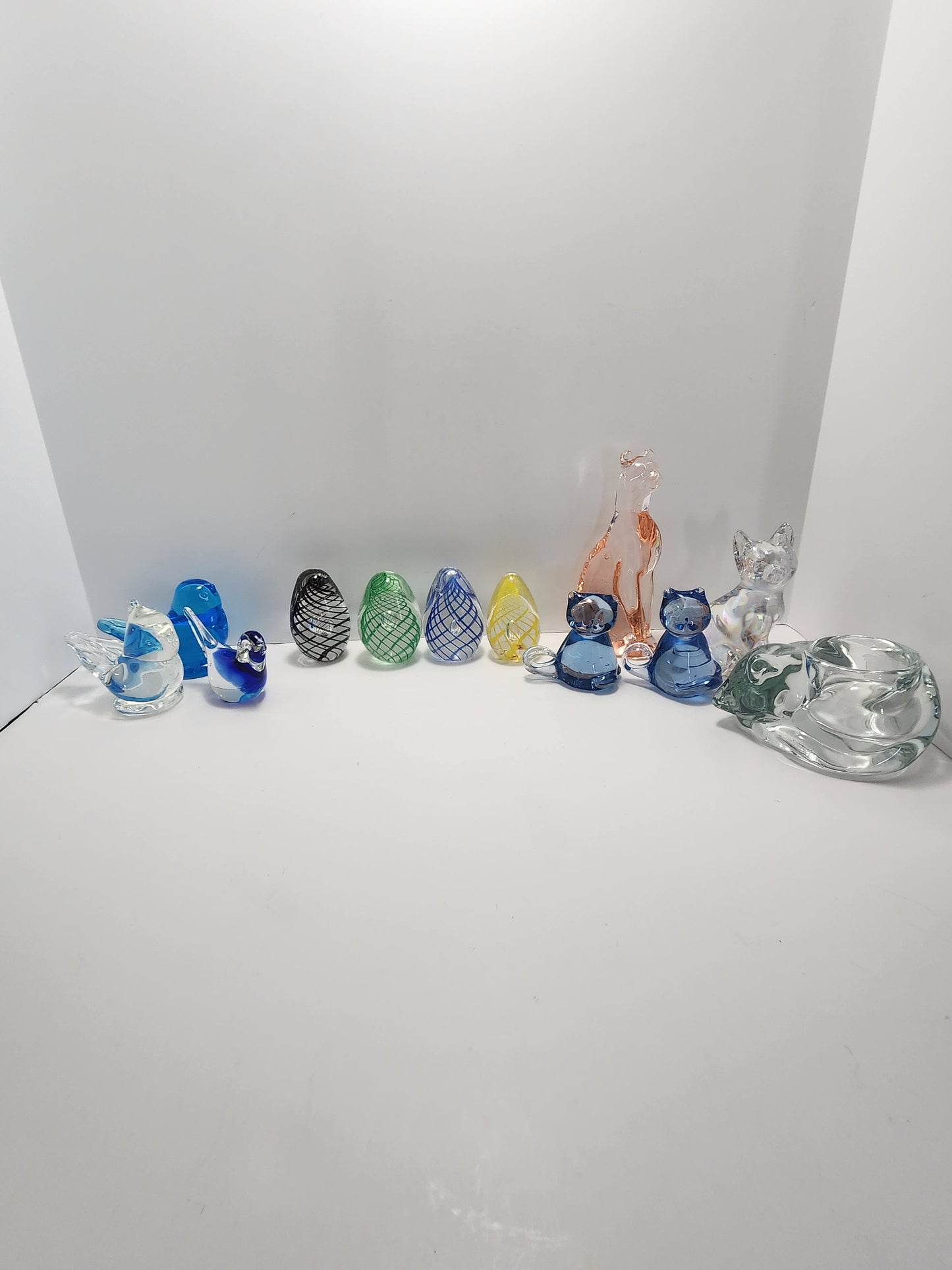 Animal Glass Sculptures - Cats - Birds - Eggs - Paperweights - Vintage Glass - Fenton Glass - Candleholders - Glass Figurines - Glass Art