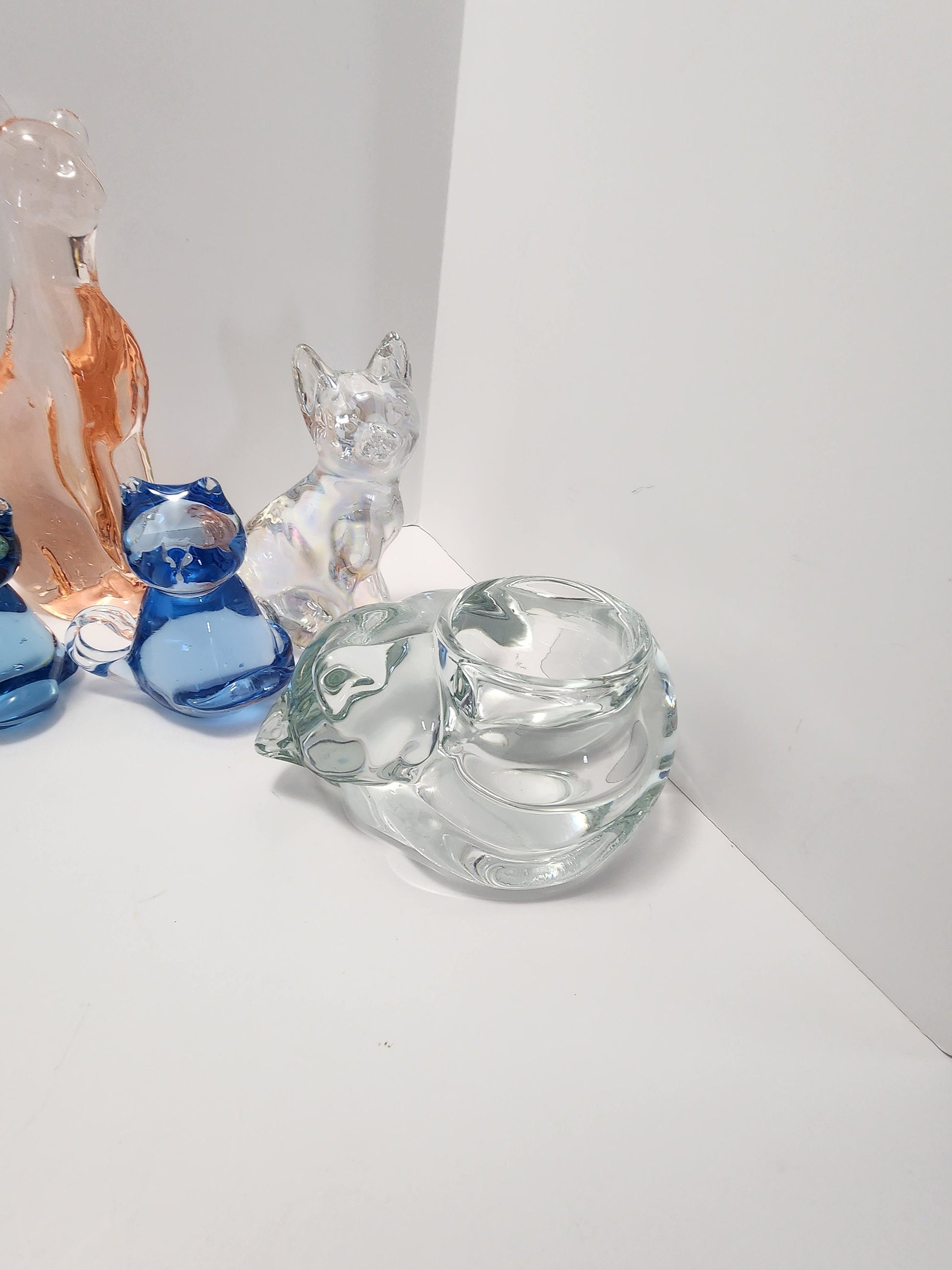 Animal Glass Sculptures - Cats - Birds - Eggs - Paperweights - Vintage Glass - Fenton Glass - Candleholders - Glass Figurines - Glass Art