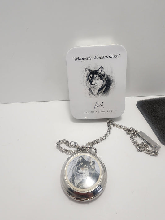 Wolf Pocket Watch By Avon 1990s - Pocket watch - Pocketwatch - Wolf - Wolves