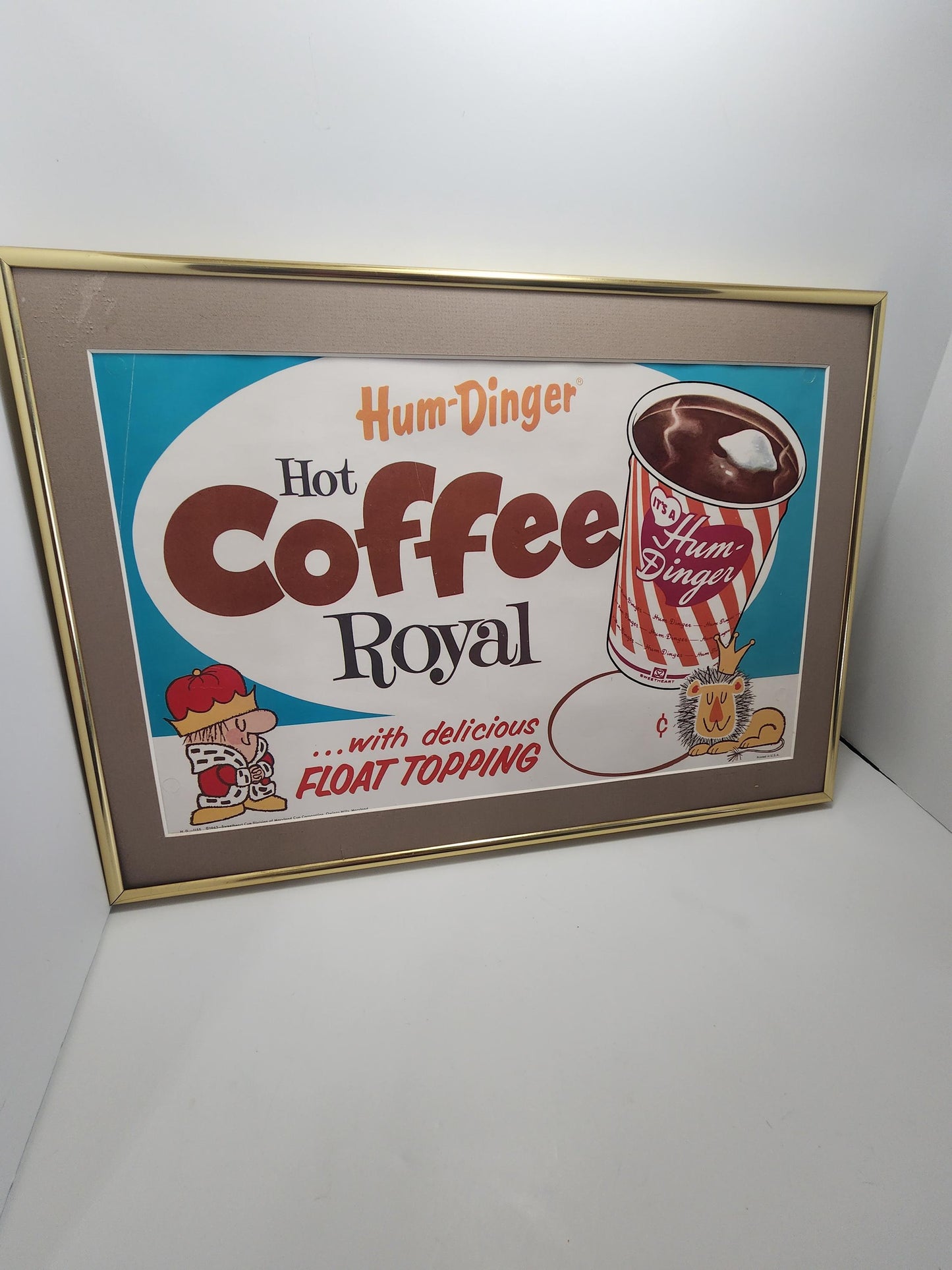 1963 Sweetheart Cup Royal Coffee Hum Dinger Coffe Advertisment Wall Hanging - Advertisments - Humdinger - Hum Dinger - Coffee - Royal Coffee