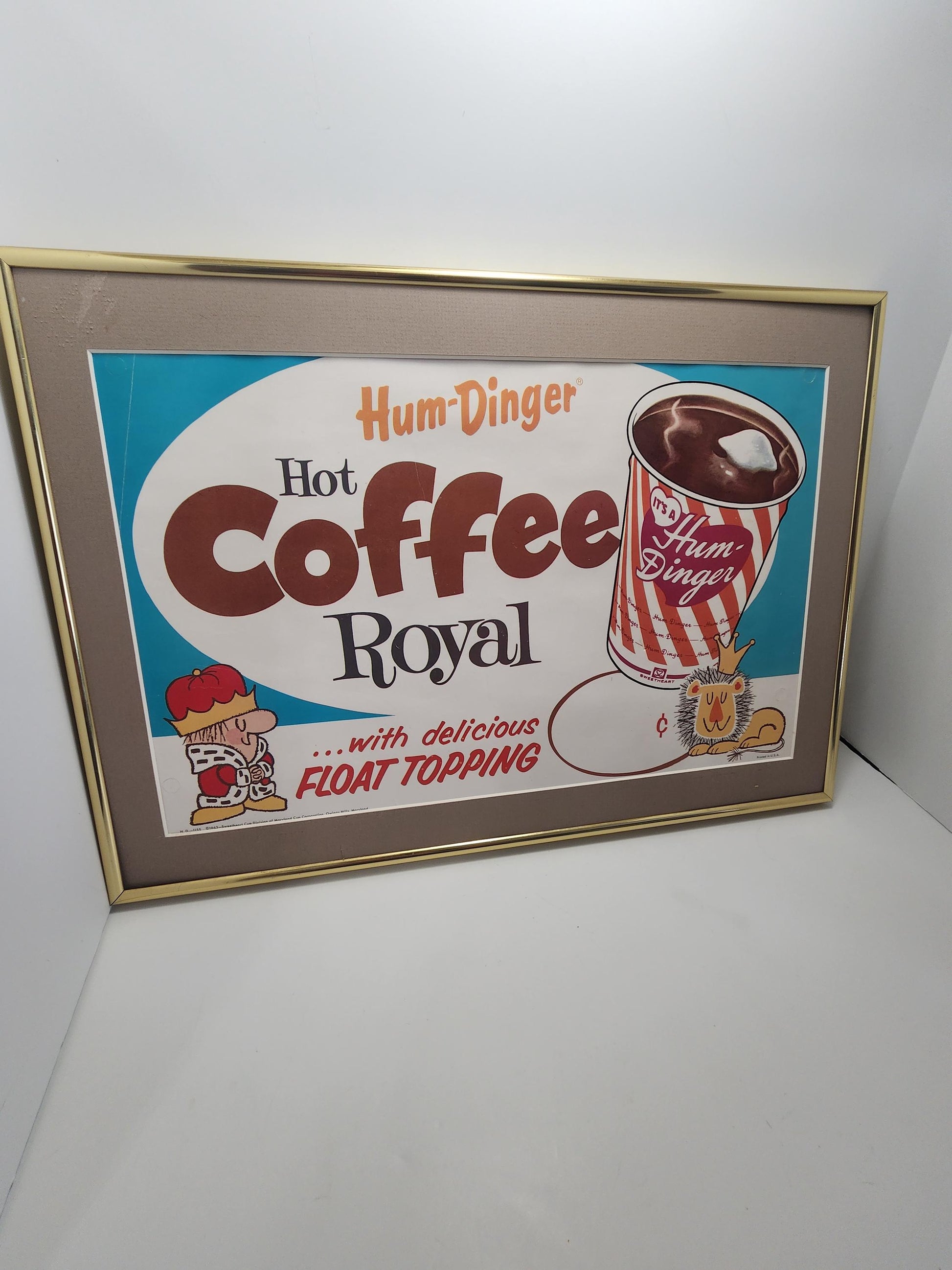 1963 Sweetheart Cup Royal Coffee Hum Dinger Coffe Advertisment Wall Hanging - Advertisments - Humdinger - Hum Dinger - Coffee - Royal Coffee