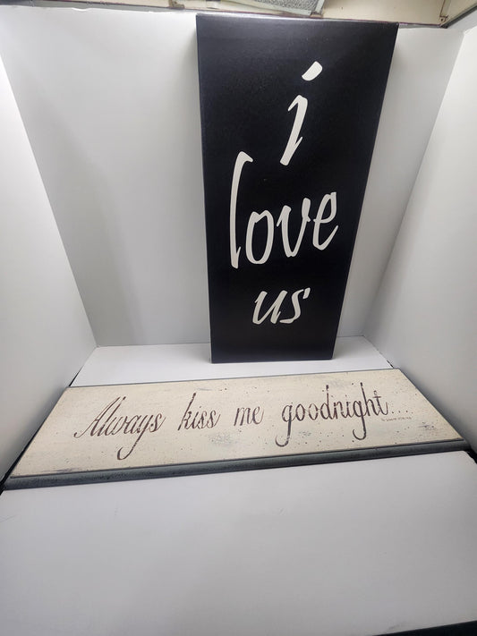 Love Decor Signs - Couples Gifts - Gifts For Partner - Love - Wall Decor - Kiss - Goodnight - Home