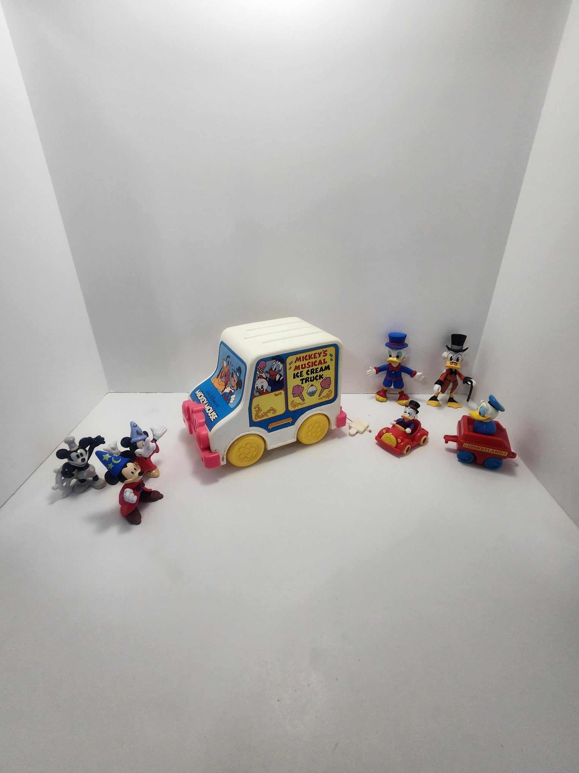Mickey Mouse 1970s 1990s Toy Figure - Ice Cream Truck - Scrooge Mcduck - Walt Disney Toys - Vintage Toys - Disney Toys