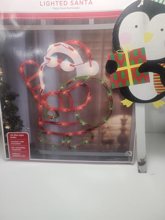 Christmas Santa Light with Penguin Decor - Christmas - Christmas Lights - Santa - Santa Lights - Christmas - Christmas Decor - Penguins