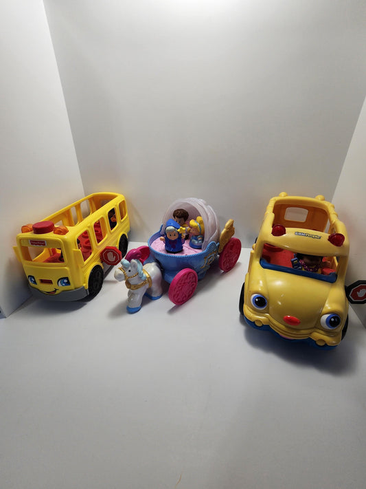 Fisher Price and Mattel Little People School Bus and Cinderella Playsets - Playsets - Fisher Price - Fisher Price Toys - Cinderella