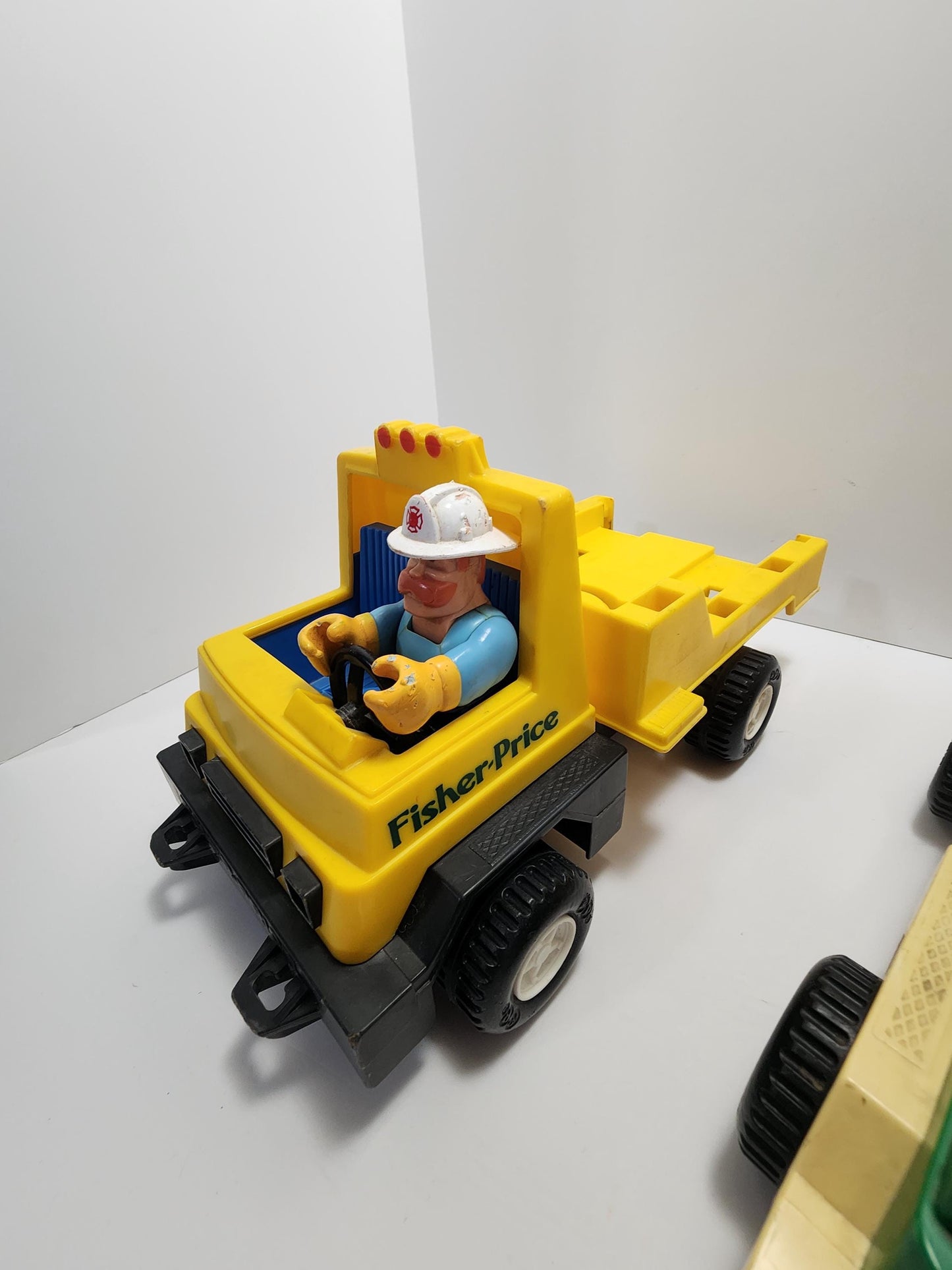 Fisher Price 1970s Husky Helpers Vehicles and Figures - Husky Helpers - 1970s - Fisher Price Toys - Flatbed Truck - Rodeo Truck