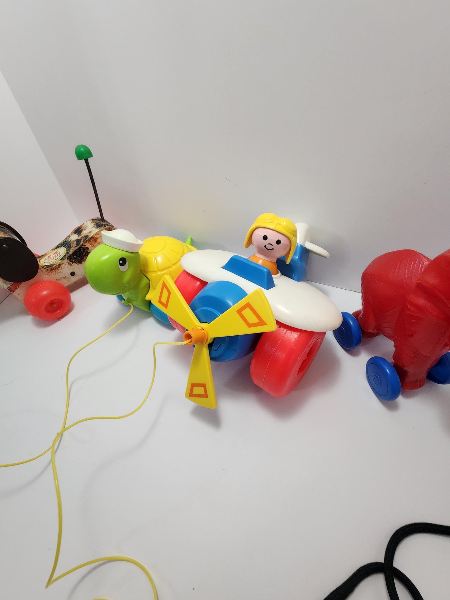 Fisher Price 1970s Pull Toys - Pets - Fisher Price - Fisher Price Toys - Pull Toys - Turtles - Elephants - Dogs - Puppy - Airplanes