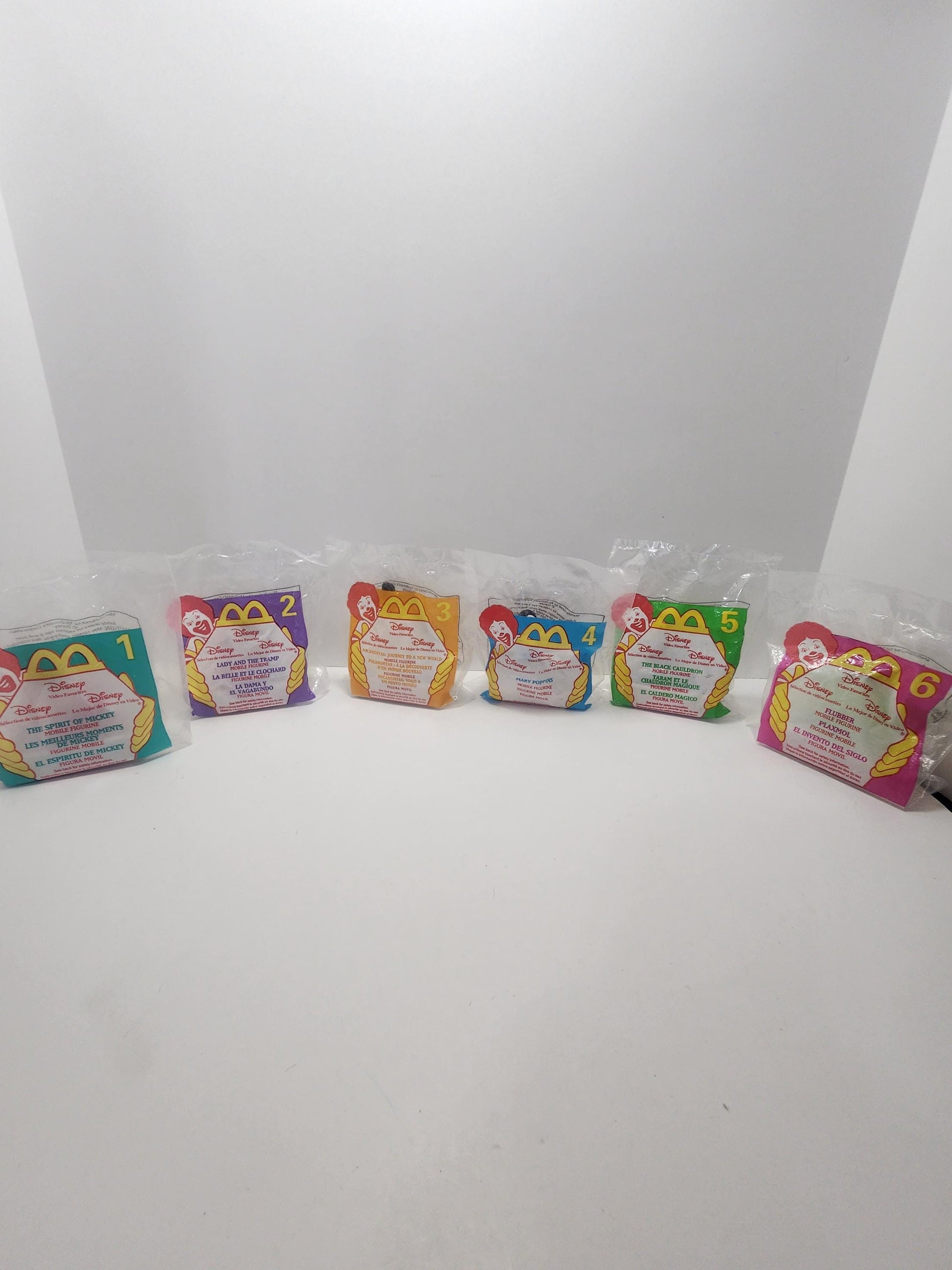 Disney's VHS Toys Full Set of 6 - Disney Toys - Happy Meal Toys - Vhs - Mcdonalds - Disney Mcdonalds - Disney Toys