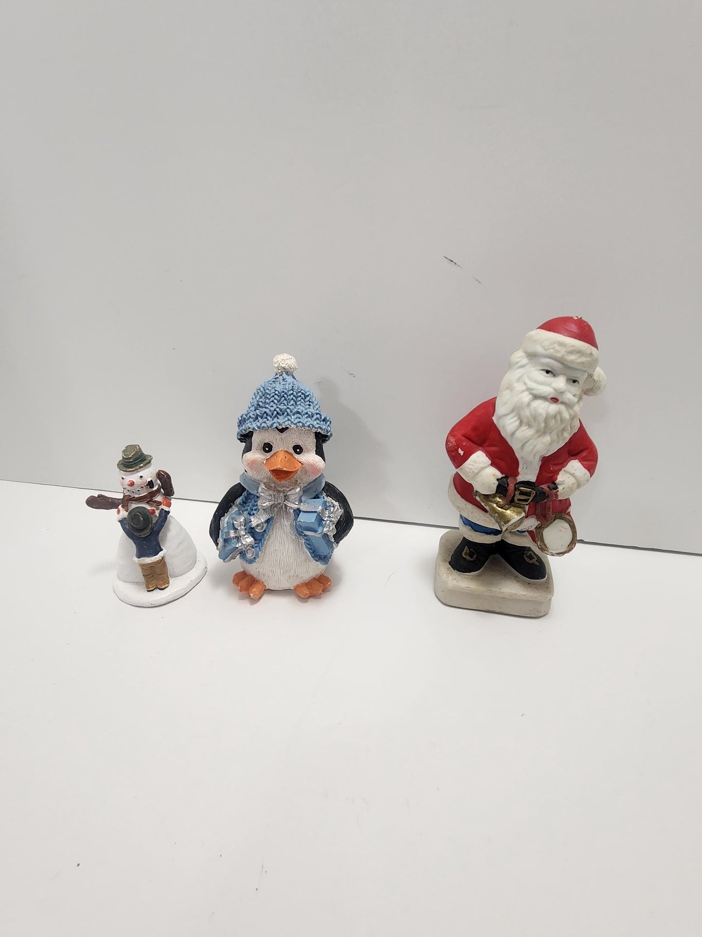 Christmas Figurines - Vintage Santa - Santa - Penguins - Christmas Penguins - Santa Figurine - Snowman - Christmas Decor