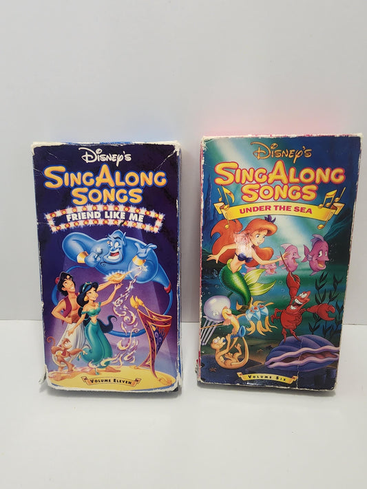 Disney Vintage VHS Sing A Long Tapes - Disney - Disney Movies - Vhs - Disney Vhs - Sing A Long - The Little Mermaid - Aladdin