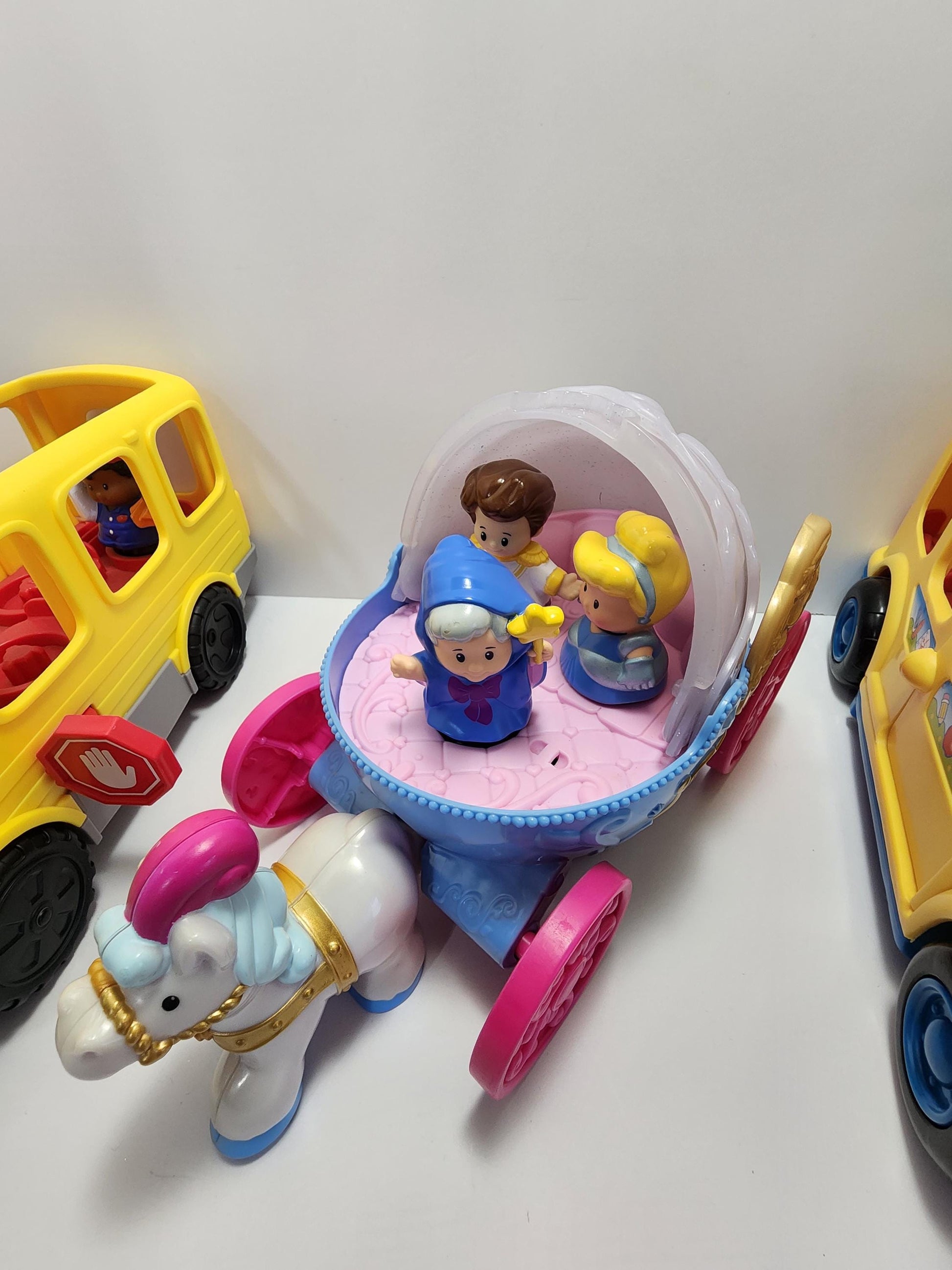 Fisher Price and Mattel Little People School Bus and Cinderella Playsets - Playsets - Fisher Price - Fisher Price Toys - Cinderella