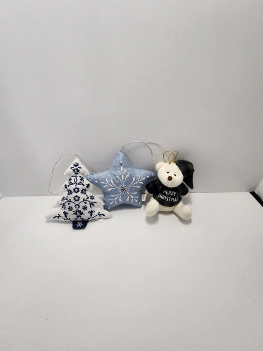Christmas Ornaments Plushie Set of 3 - Christmas - Ornaments - Christmas Tree - Plushies - Plushie Ornaments - Trees - Bears - Christmas Bea