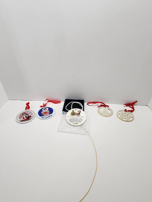 Christmas Ceramic Homemade Ornaments Lot of 5 - Alaska - Alaska Gift - Santa - Santa Ornament - Ornaments - Christmas Ornaments