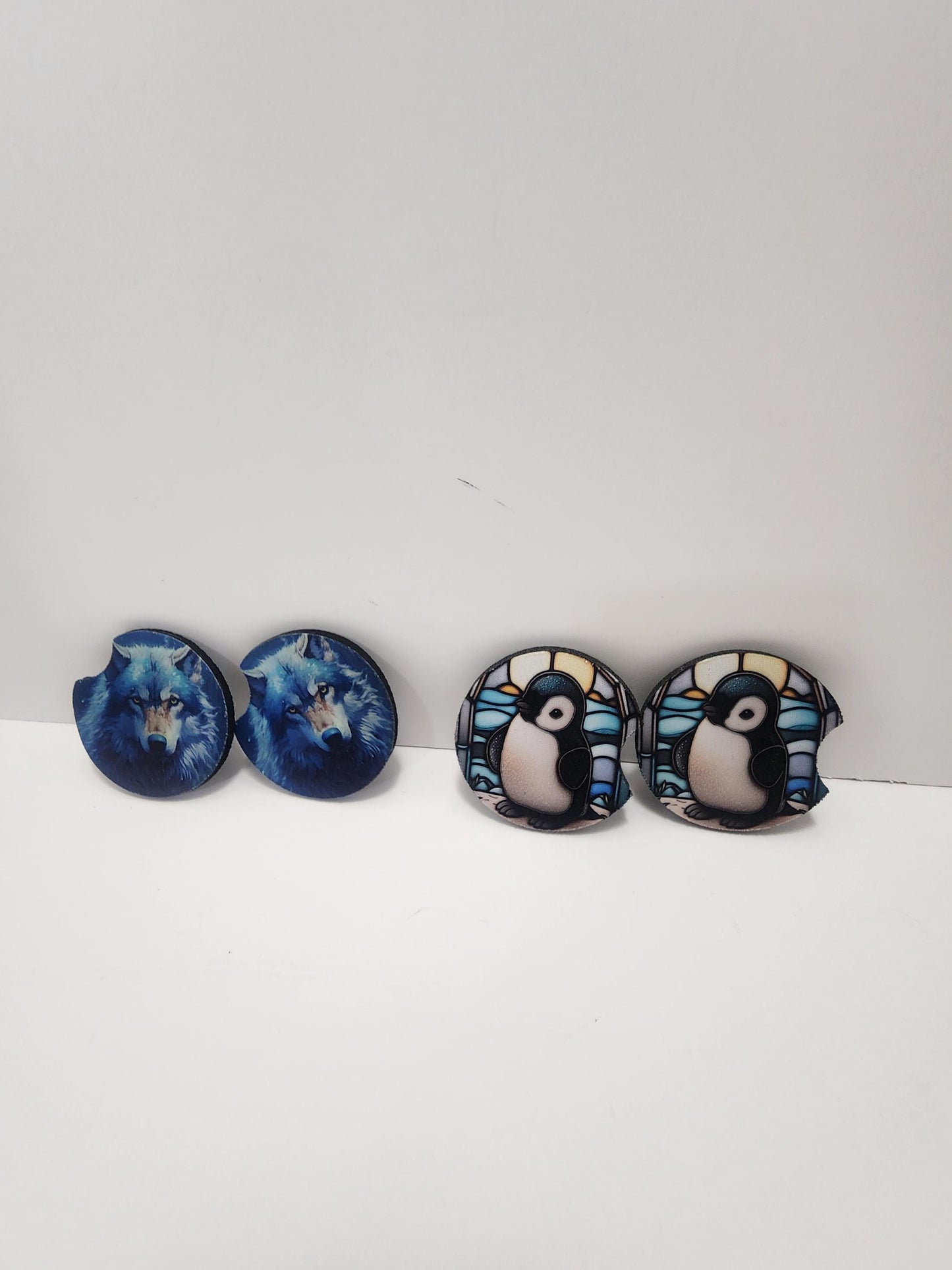 Wolf Non Skip Cute Car Coasters - Coasters - Car Coasters - Car Decor - Cup Holders - Wolf Gift - Wolves