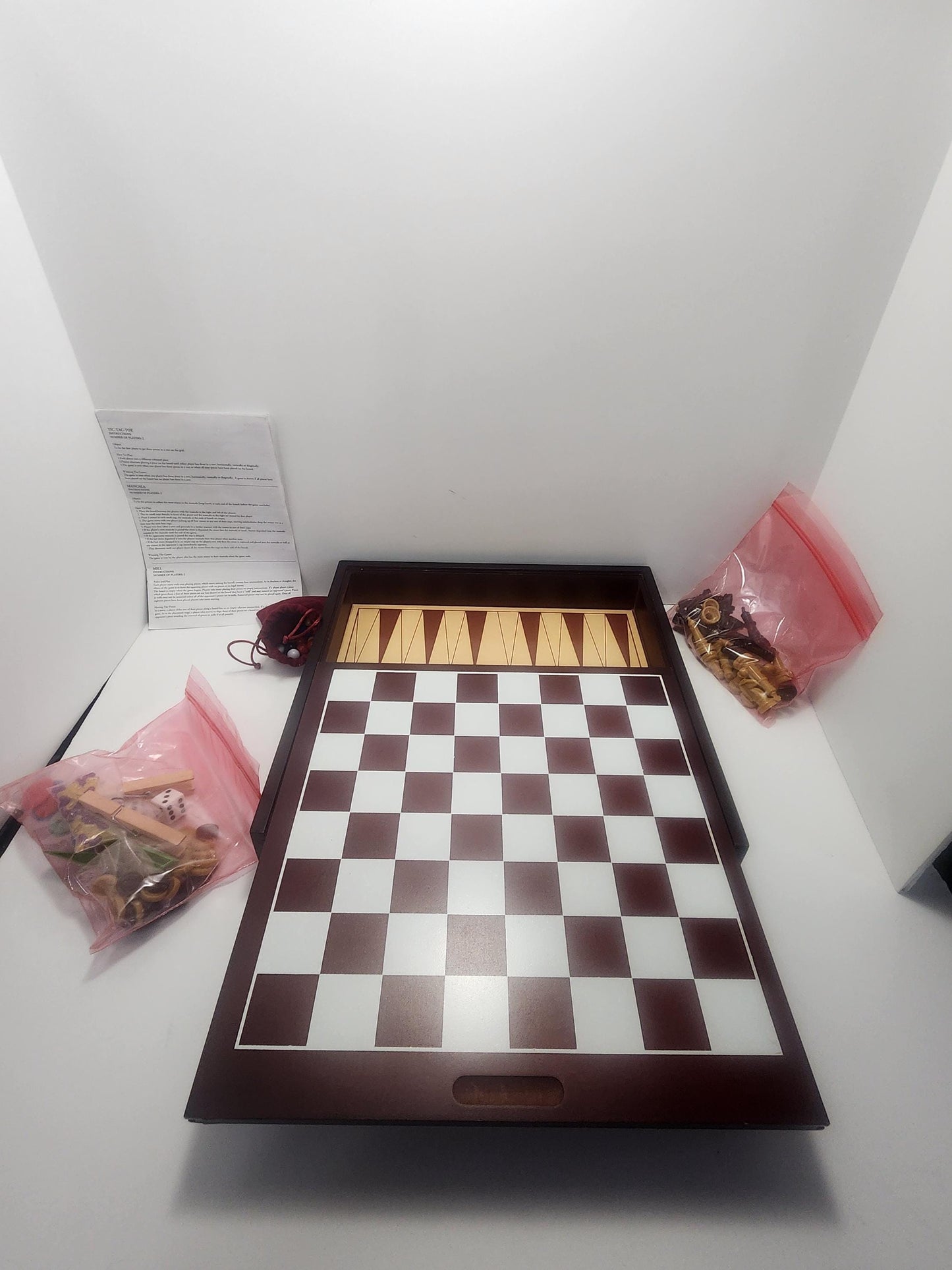 Chess Checkers Multigame Board Storage Set - Chess - Checkers - Games - Family Games - Multi Games - Chess Board - Family Game Night