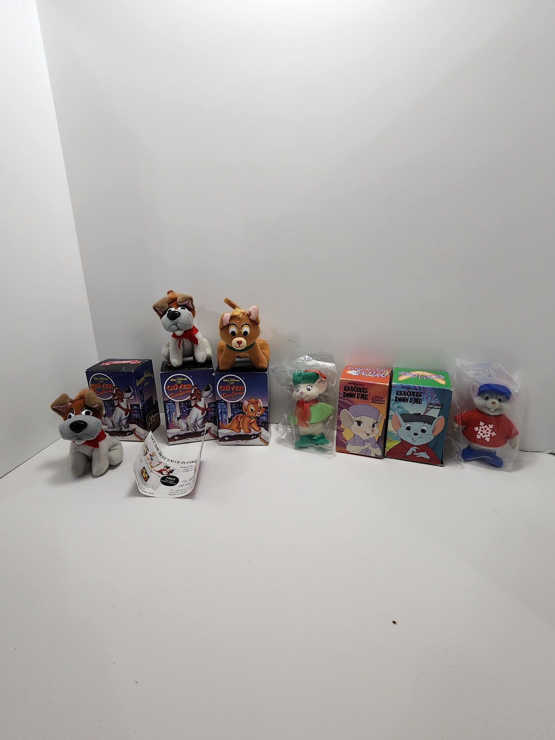 Disney Plush 1990s Christmas Ornaments - Oliver and Company - Rescuers Down Under - Mice - Plush - Plush Christmas Ornaments - Disney