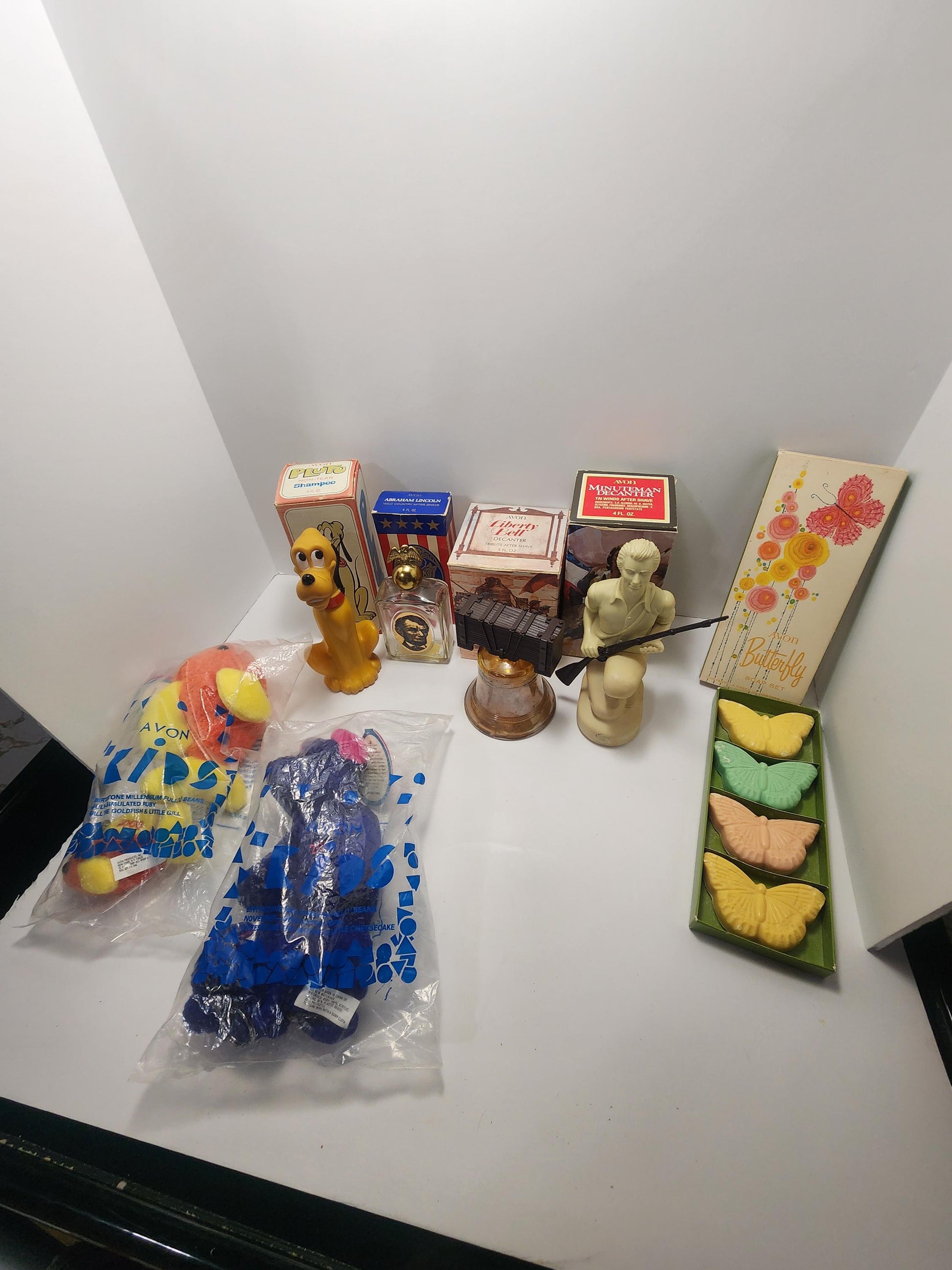 Avon Vintage Collectables - Birthstone Plush - Pluto - Avon - Collectable Glass - President's- America - Cologne - Soap - Butterflies