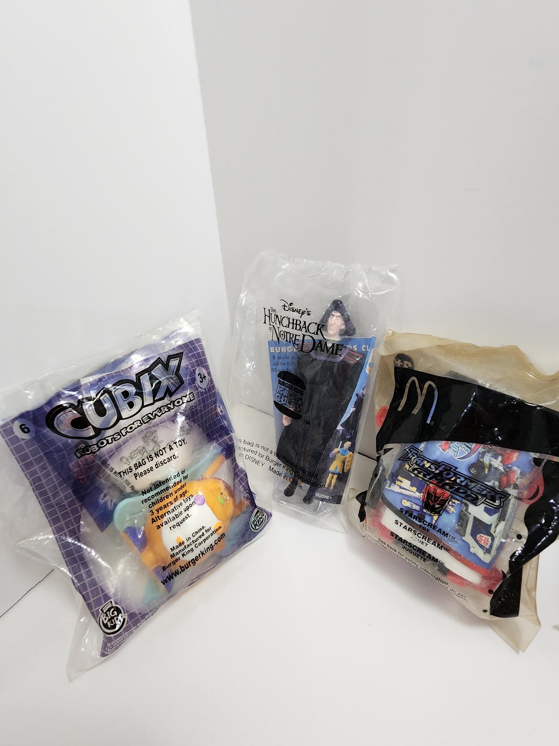 Fast Food Vintage 1990s Toys - Mcdonalds Toys - Happy Meal Toys - Notre Dame - Hunchback - Silly Slammers - Wild Wild West - Transformers