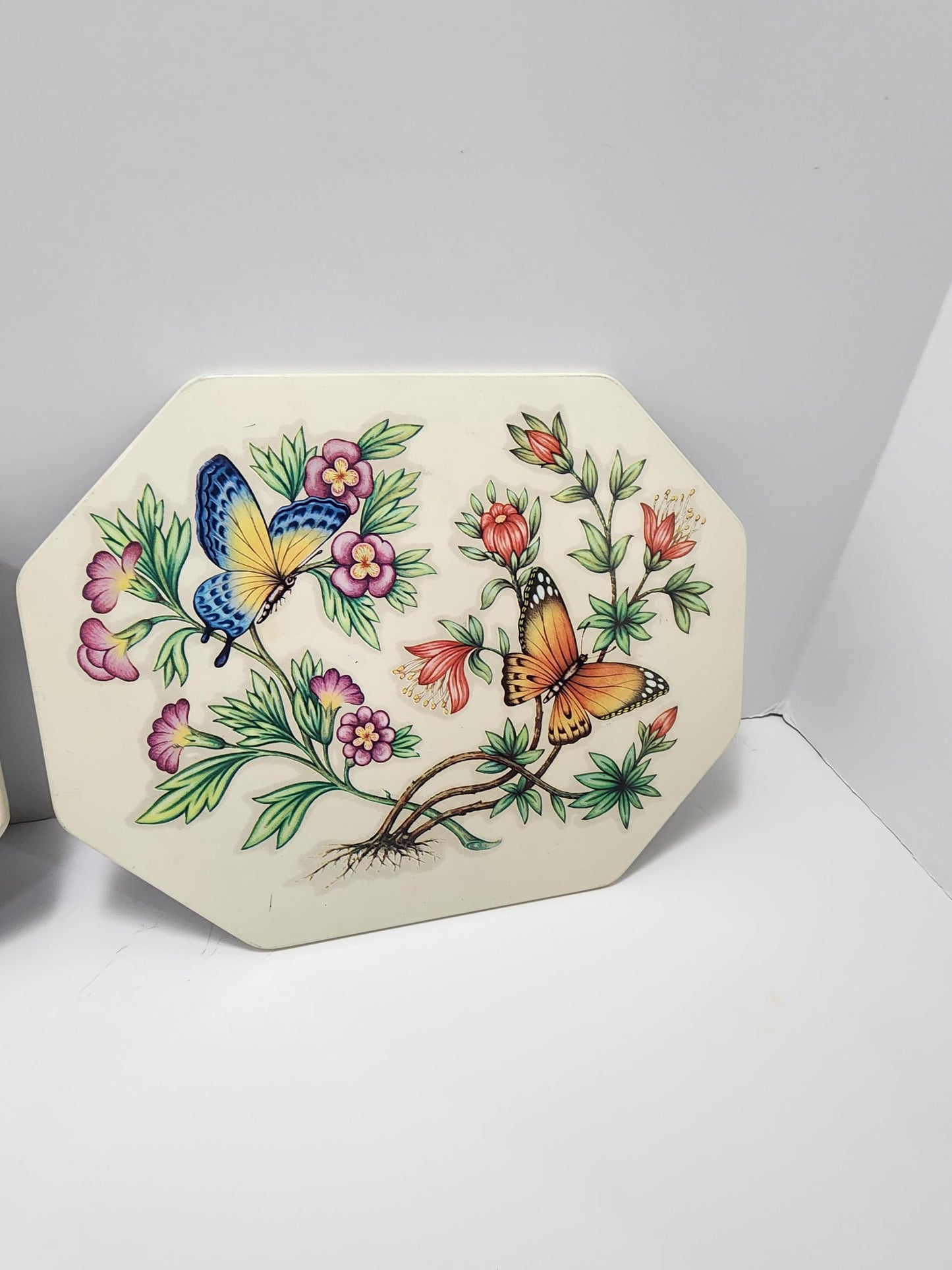 Ceramic Tile Vintage Hot Pads or Wall Hangings - Butterflies - Birds - Bird Decor - Butterfly Decor - Hot Pads - Decor - Wall Hangings