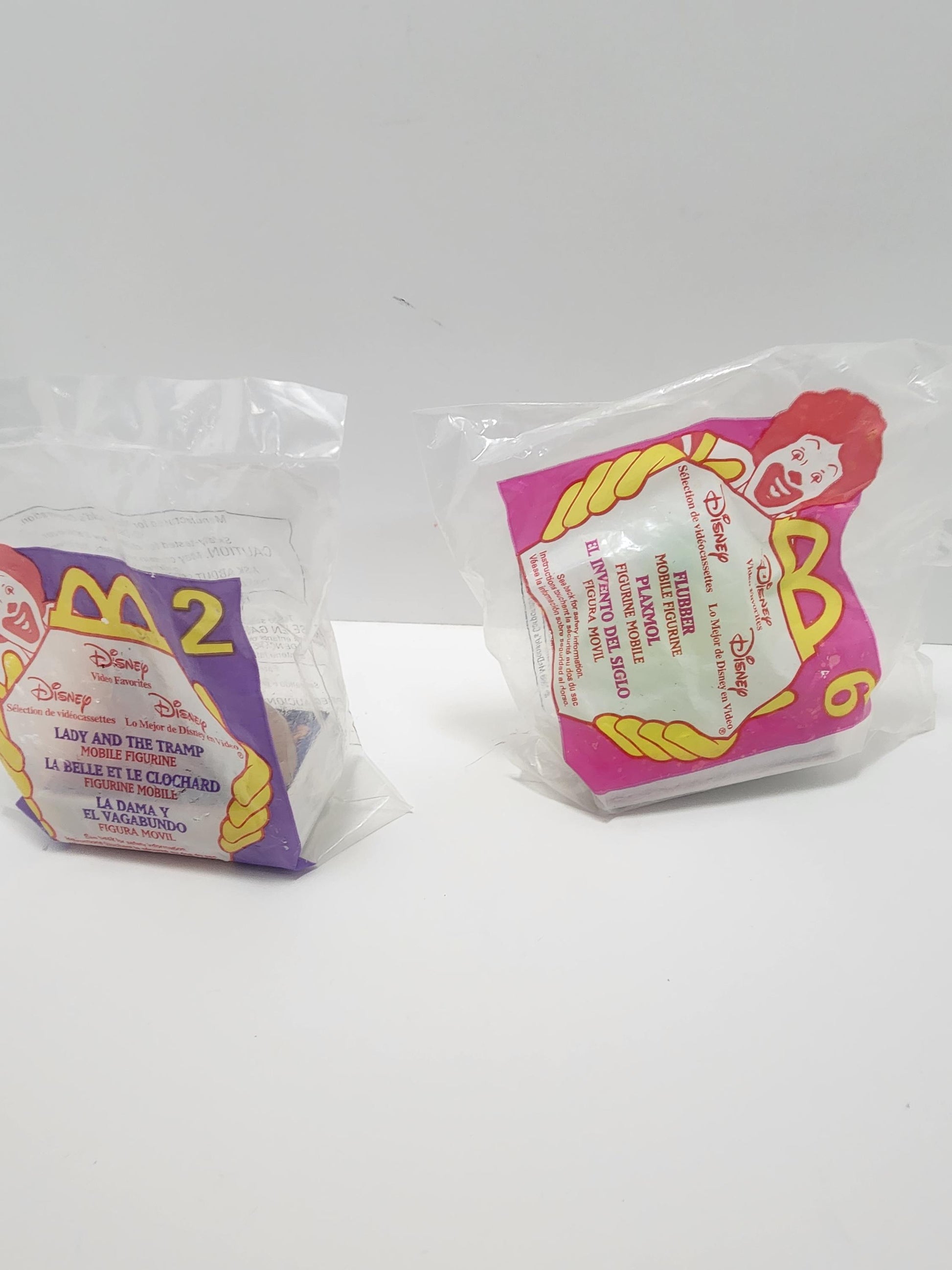 Disney 1998 VHS Happy Meal Toys - Flubber - Flubber Toys - Lady and the Tramp - Lady and the Tramp Toys - Disney - Disney Toys