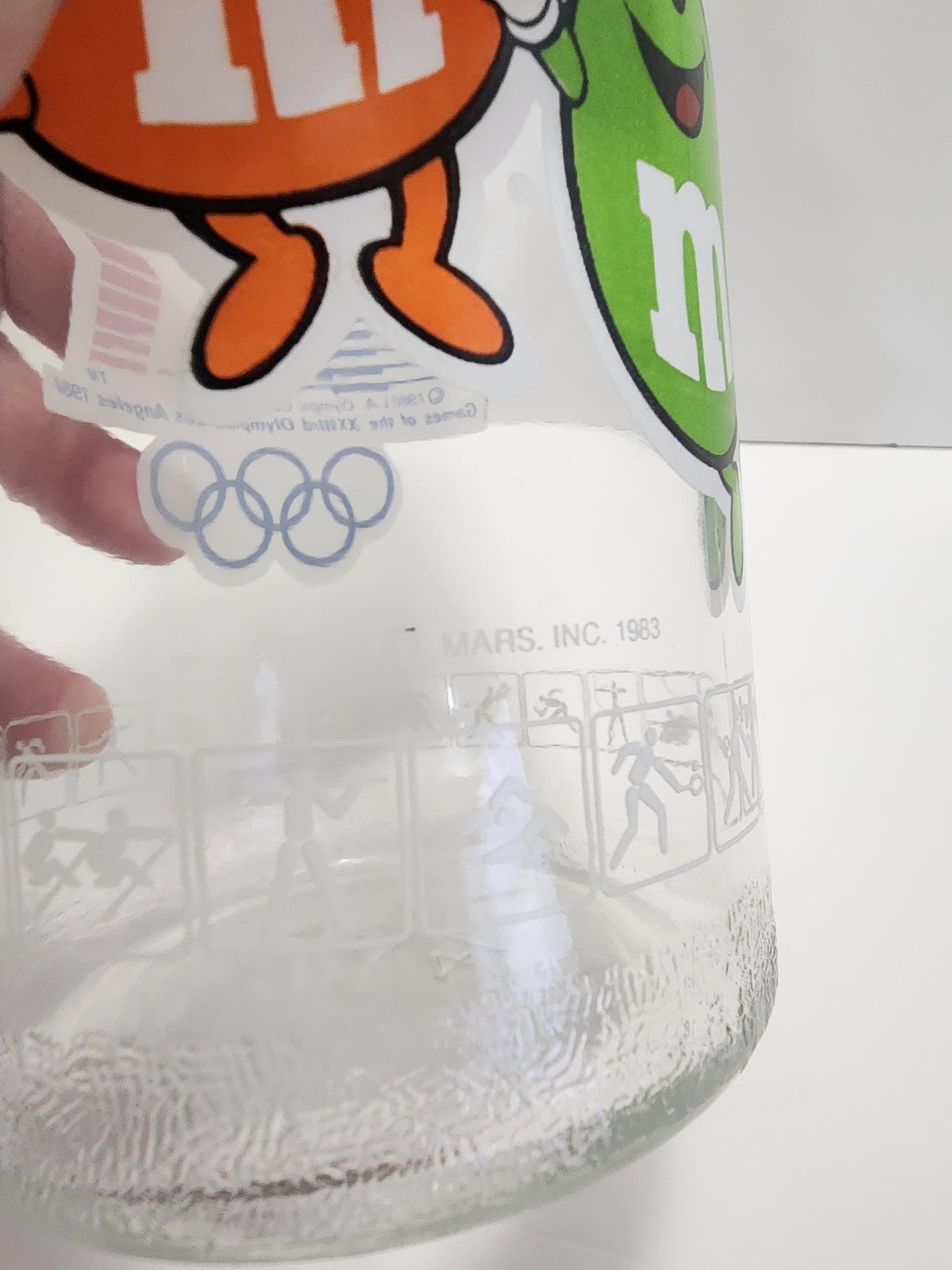 M&M's 1980s Olympics Glass Vintage Jar - Jars - Candy Jar - Glass - Vintage Glass - Olympics - 1980s - Vintage Candy - Mnms