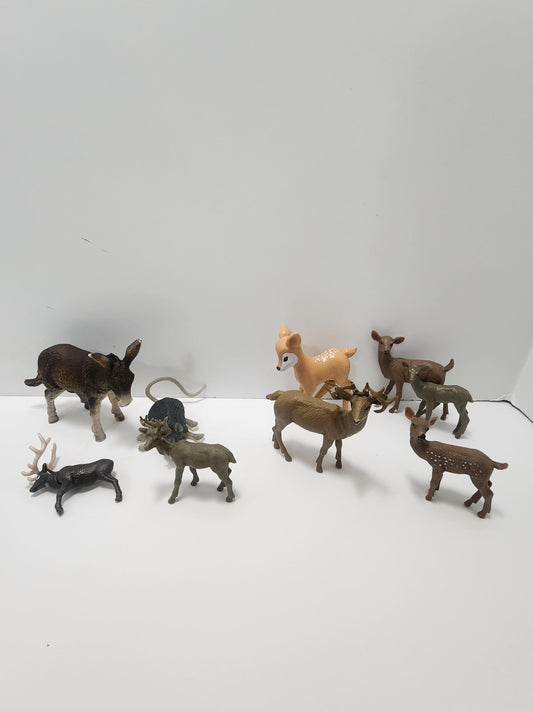 Animals Toys Playset Lot - Deer - Deers - Donkey - Donkey Figures - Animals - Animal Toys - Animal Playset