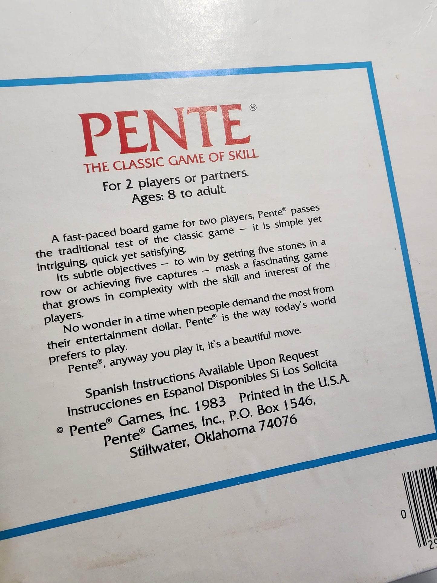 Parker Brothers 1980s Version Of Pente - Skill Games - Board Games - Vintage Games - Pente - Vintage Pente - Parker Brothers - Family Games