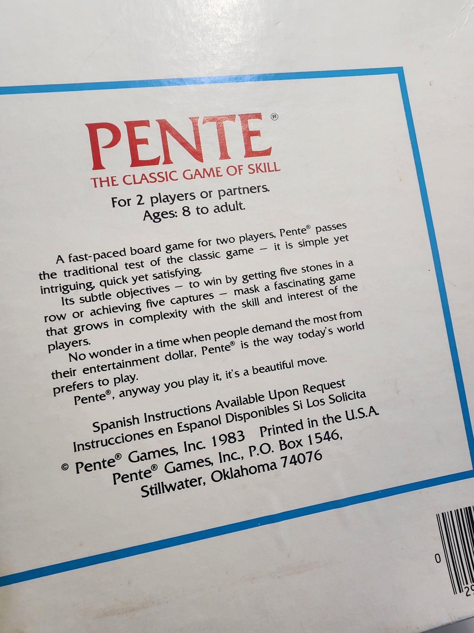Parker Brothers 1980s Version Of Pente - Skill Games - Board Games - Vintage Games - Pente - Vintage Pente - Parker Brothers - Family Games