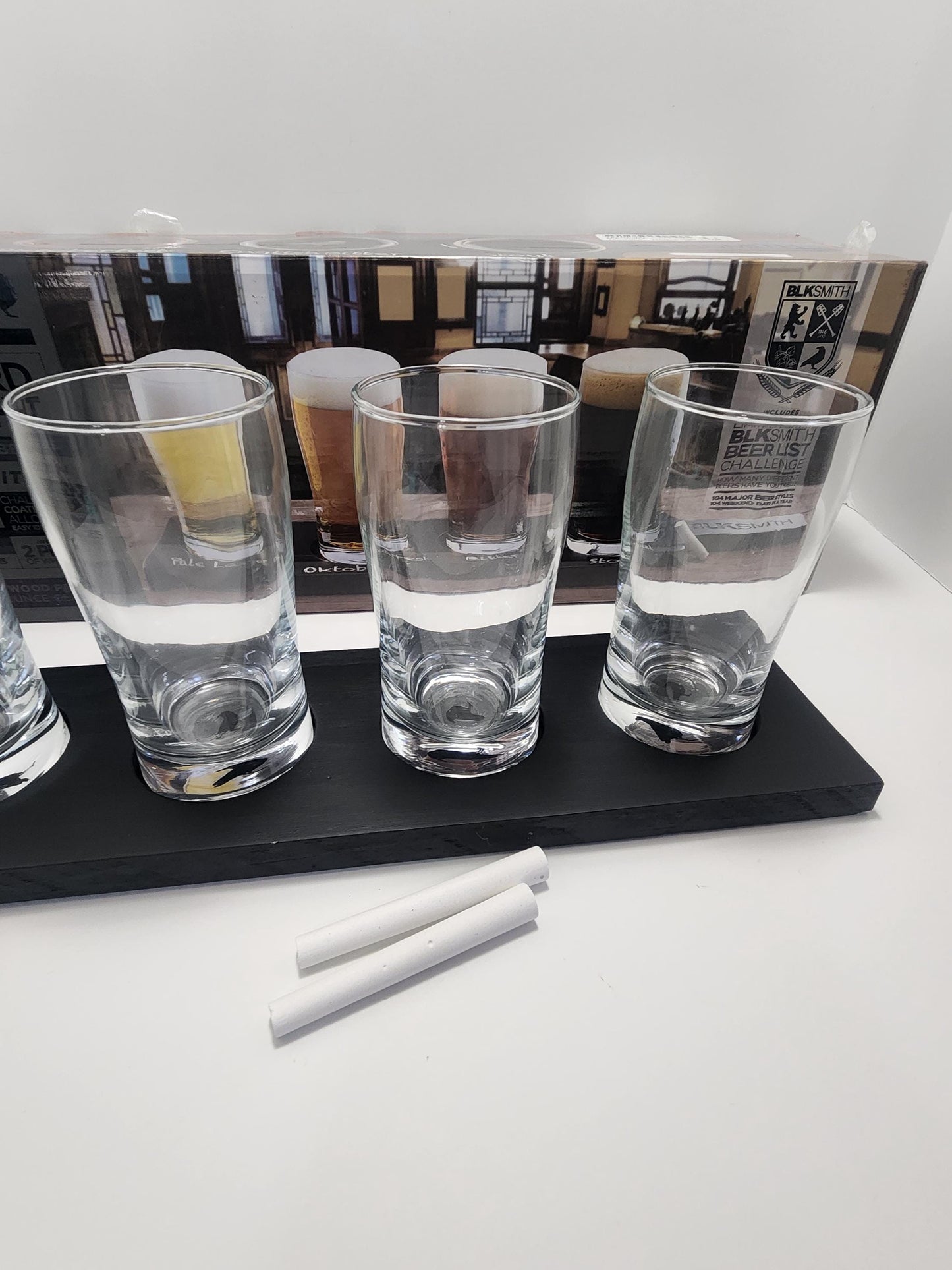 Blacksmith Chalkboard 8oz Beer Flight Set - 8oz - Glasses - Beer - Beer Flight - Coffee Flight - Blacksmith - Barware