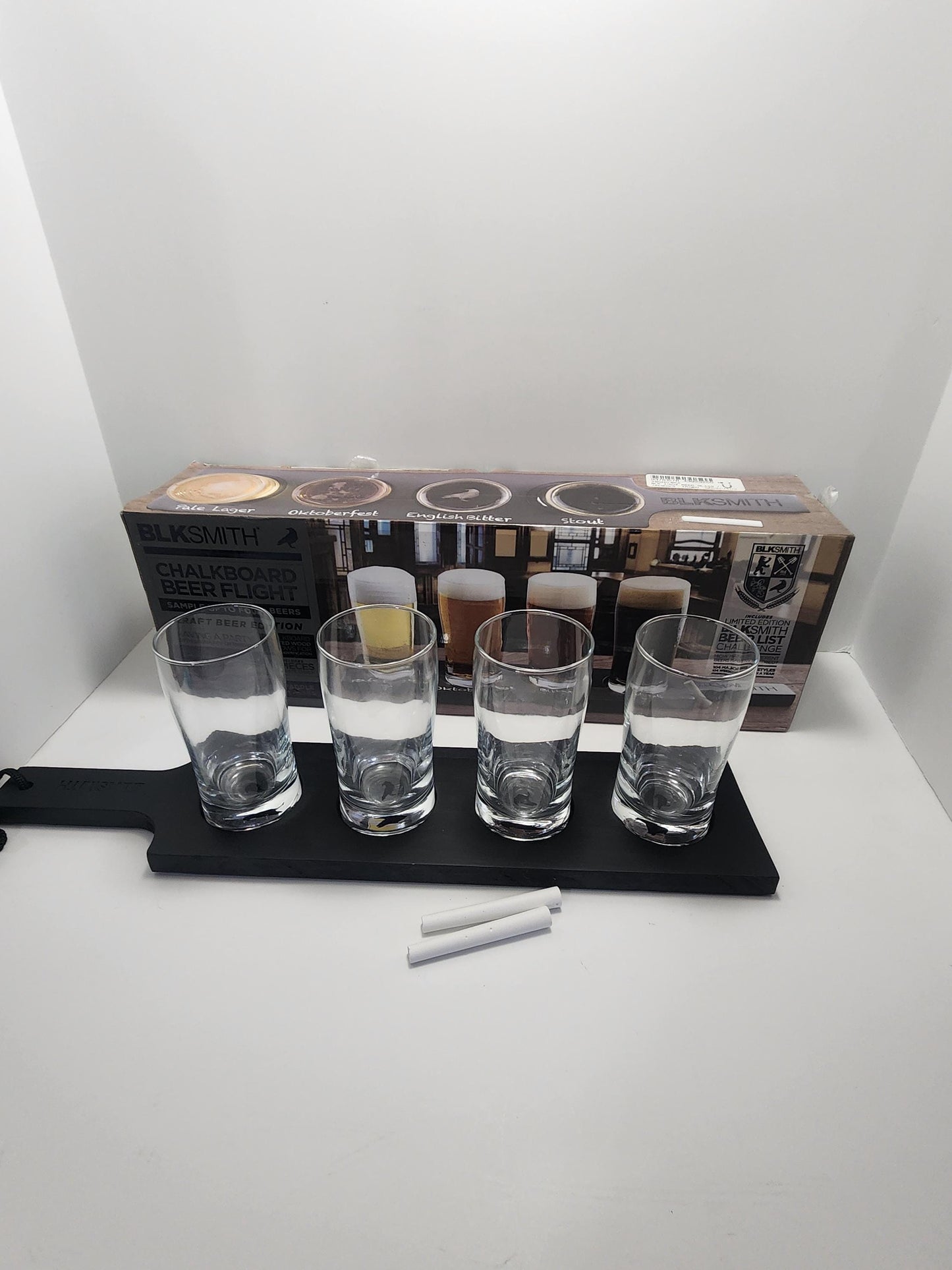 Blacksmith Chalkboard 8oz Beer Flight Set - 8oz - Glasses - Beer - Beer Flight - Coffee Flight - Blacksmith - Barware