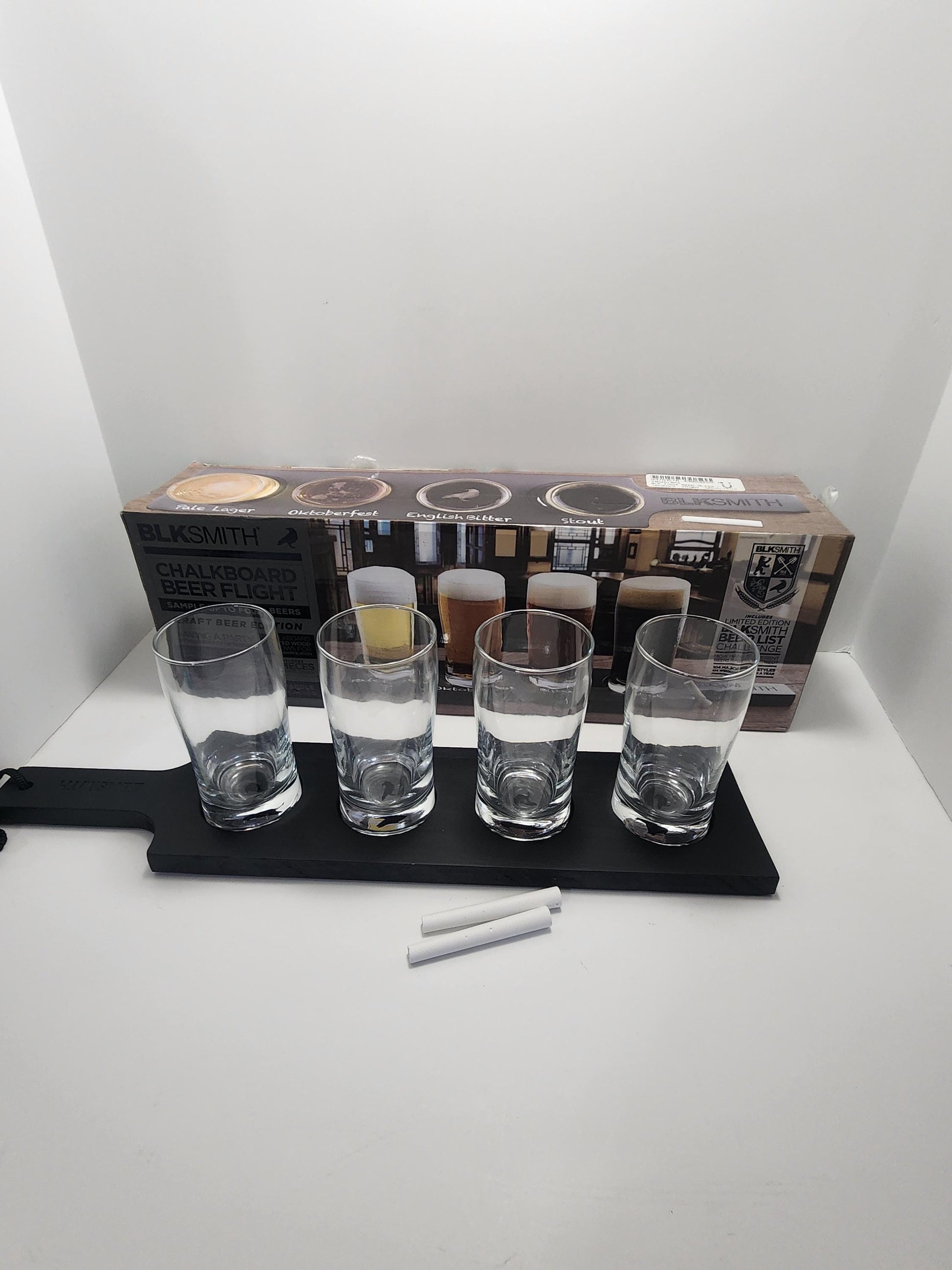Blacksmith Chalkboard 8oz Beer Flight Set - 8oz - Glasses - Beer - Beer Flight - Coffee Flight - Blacksmith - Barware
