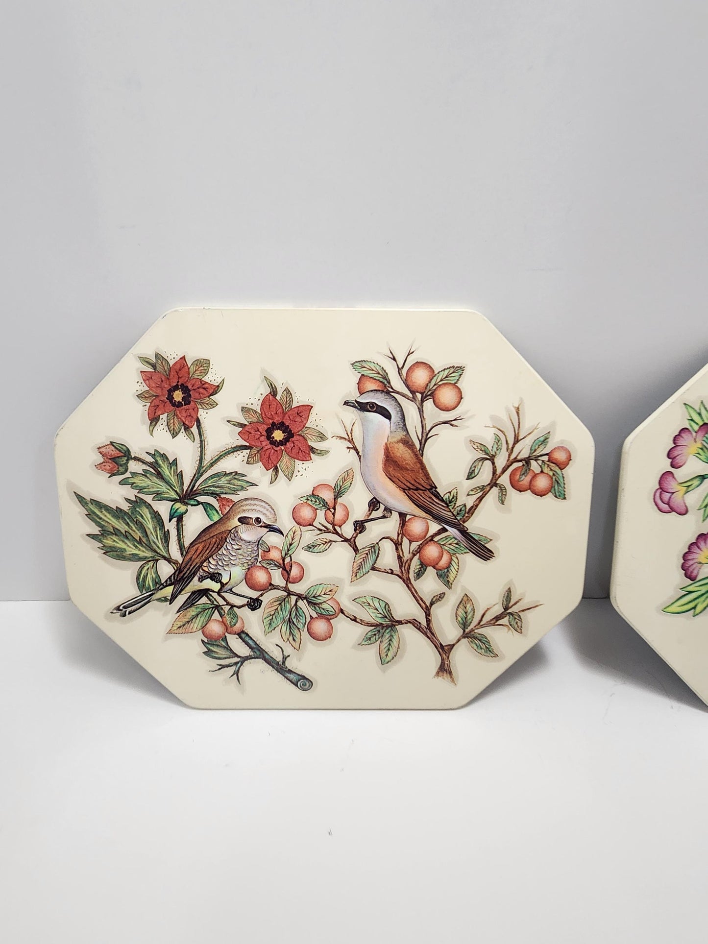 Ceramic Tile Vintage Hot Pads or Wall Hangings - Butterflies - Birds - Bird Decor - Butterfly Decor - Hot Pads - Decor - Wall Hangings