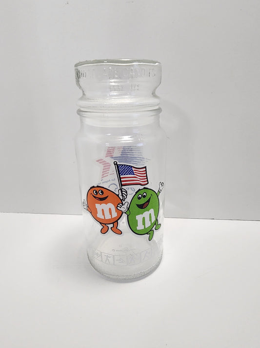 M&M's 1980s Olympics Glass Vintage Jar - Jars - Candy Jar - Glass - Vintage Glass - Olympics - 1980s - Vintage Candy - Mnms