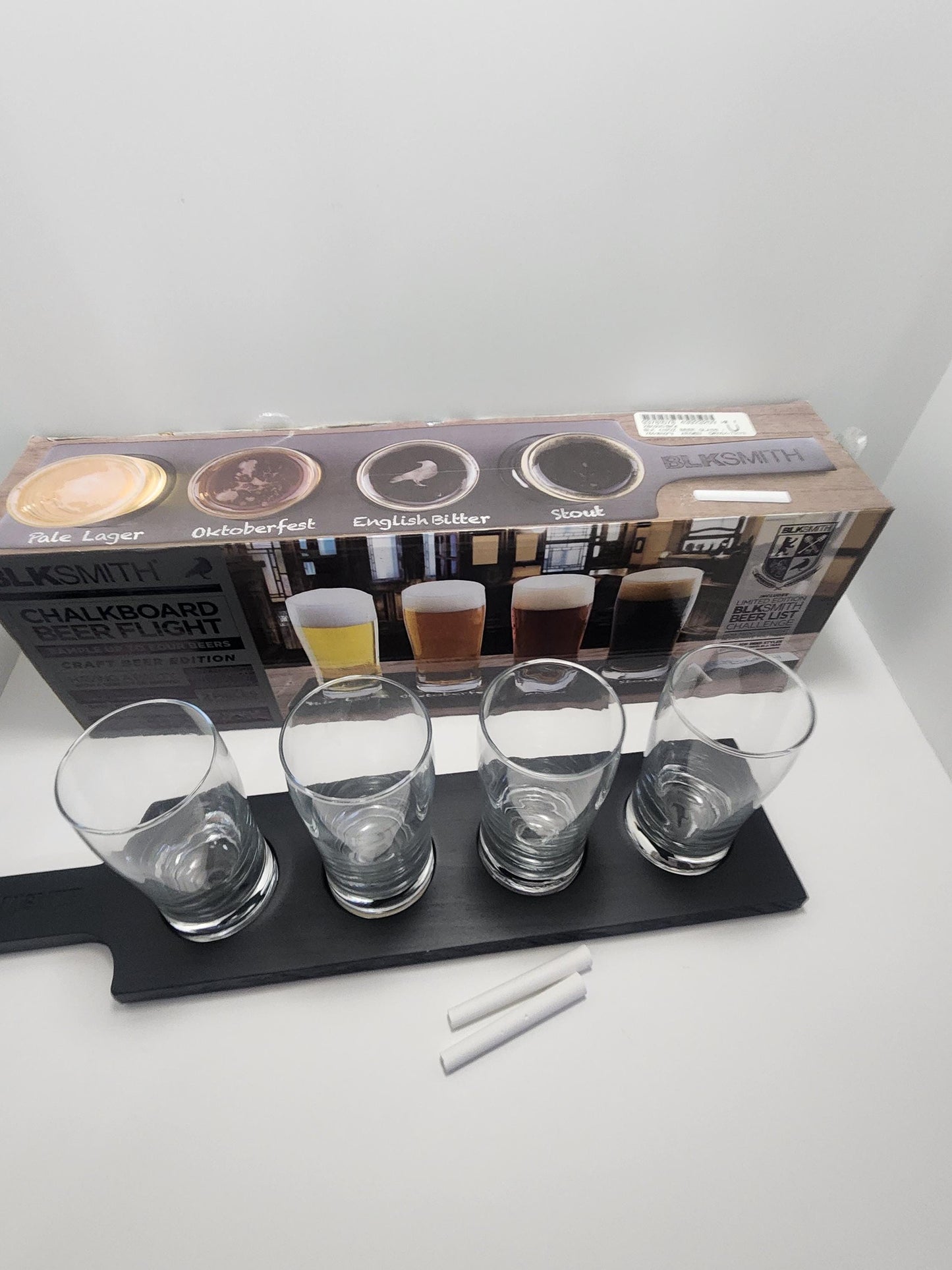 Blacksmith Chalkboard 8oz Beer Flight Set - 8oz - Glasses - Beer - Beer Flight - Coffee Flight - Blacksmith - Barware