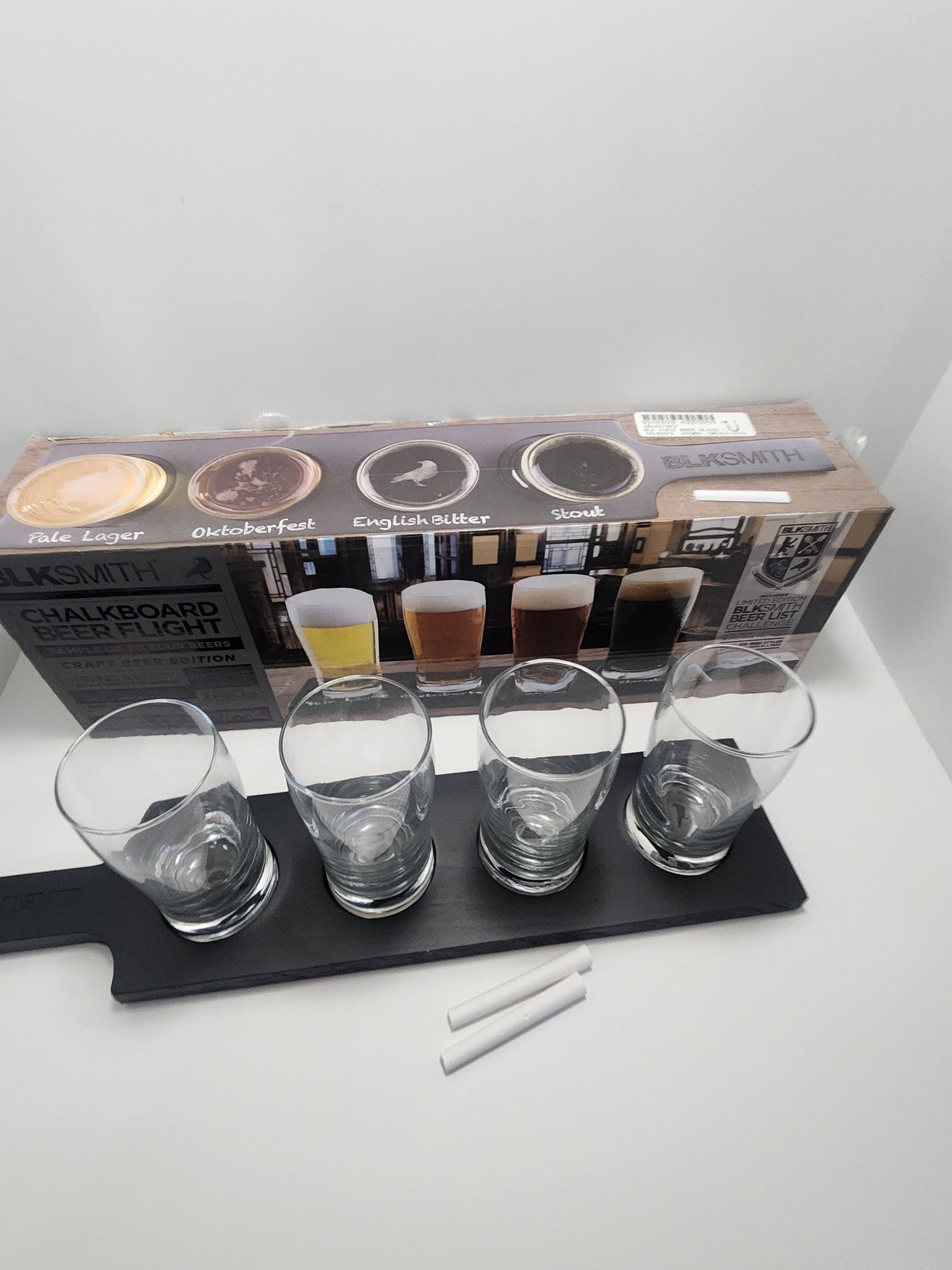 Blacksmith Chalkboard 8oz Beer Flight Set - 8oz - Glasses - Beer - Beer Flight - Coffee Flight - Blacksmith - Barware