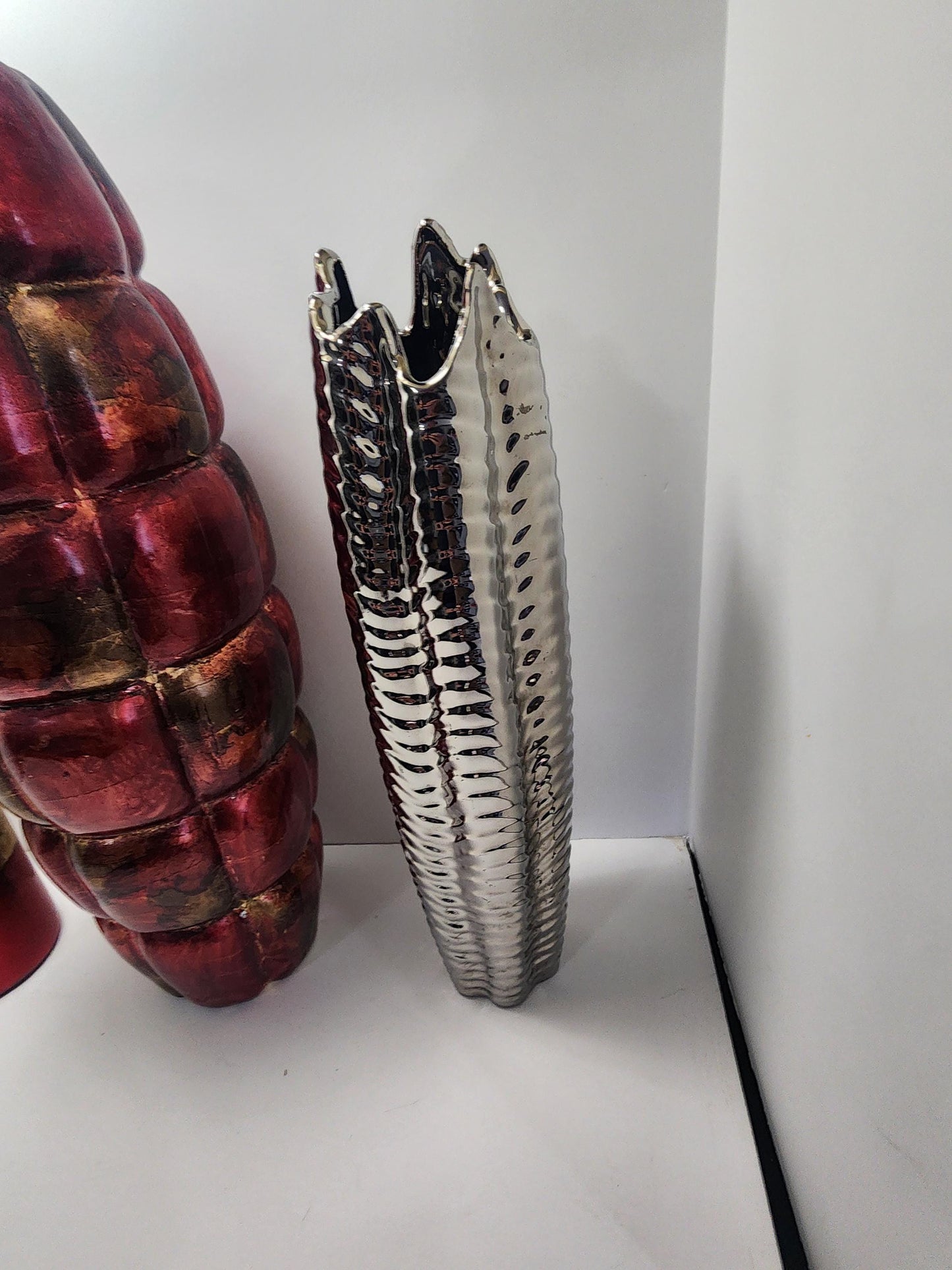 Vintage Vases - Vase - Vases - Metallic Vase - Ruby Red Vase - Metallic - Flowers - Decor - Vintage Decor