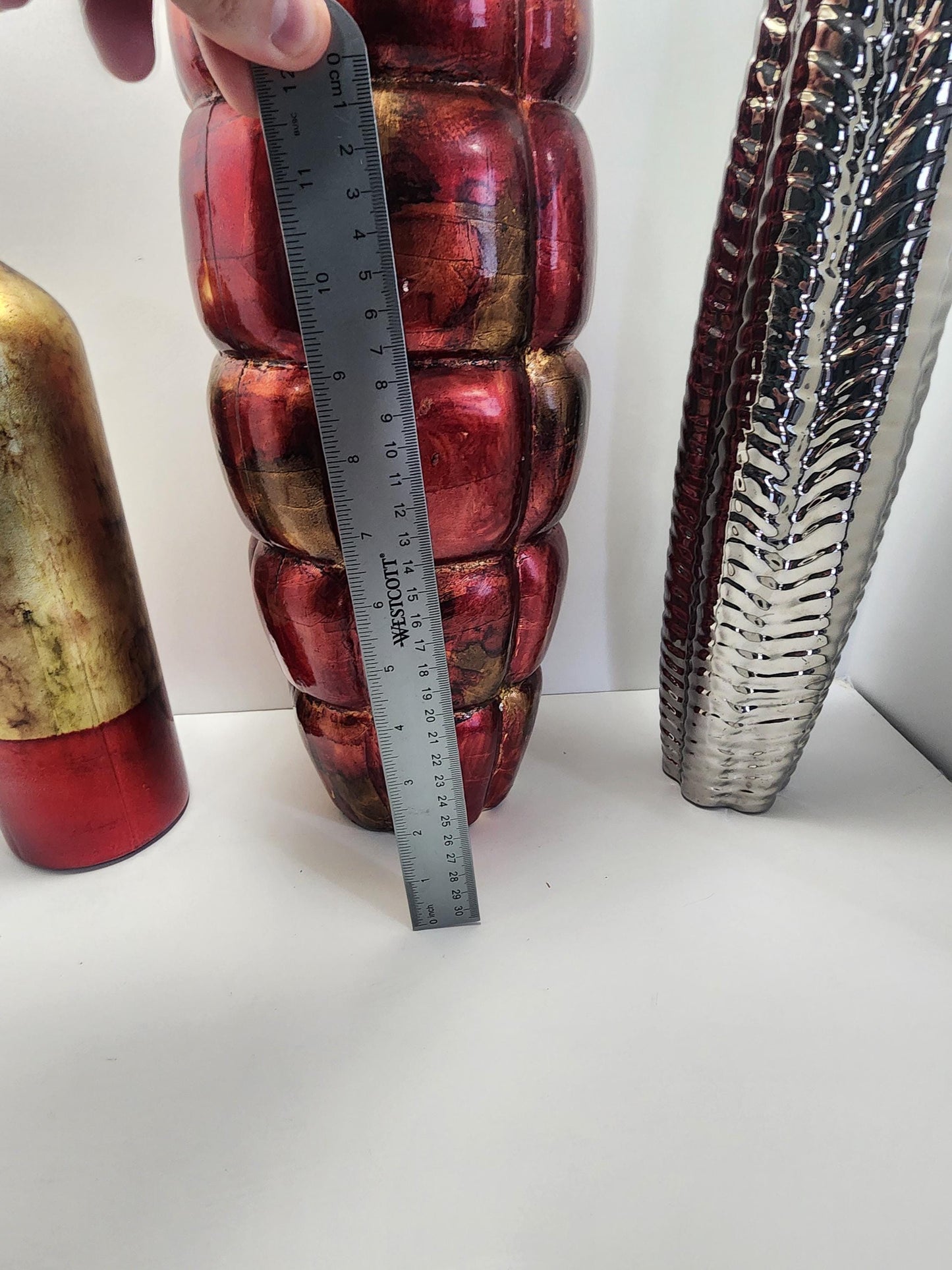 Vintage Vases - Vase - Vases - Metallic Vase - Ruby Red Vase - Metallic - Flowers - Decor - Vintage Decor