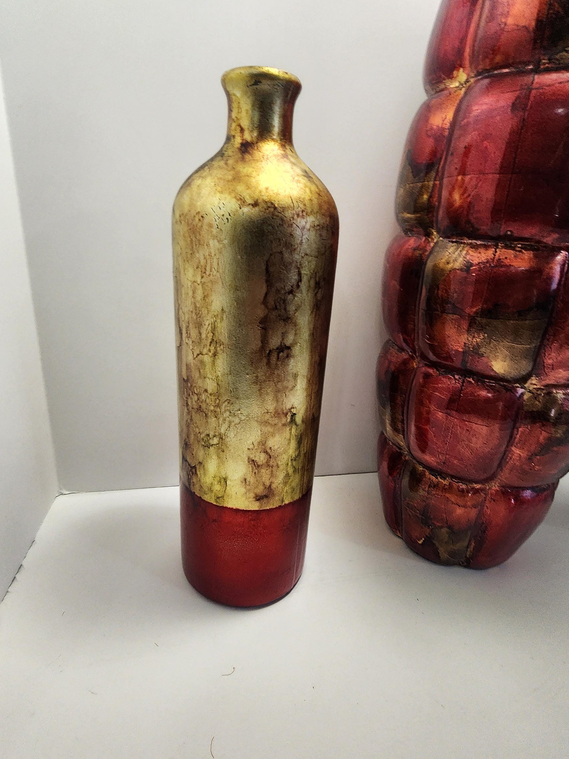 Vintage Vases - Vase - Vases - Metallic Vase - Ruby Red Vase - Metallic - Flowers - Decor - Vintage Decor