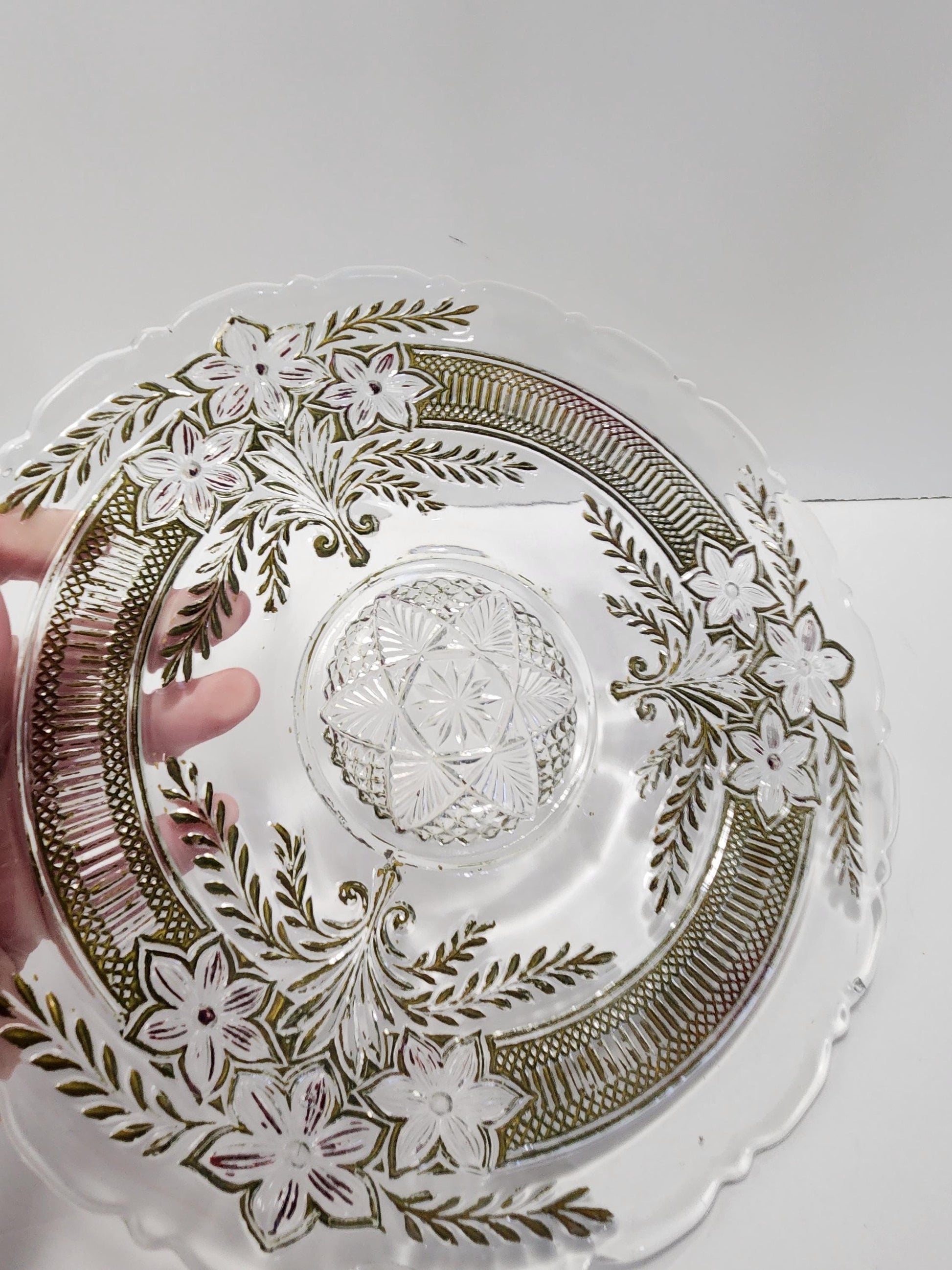 Clear Crystal Glass Vintage Plate - Plates - Kitchen - Vintage Plates - Overlay Plates - Decorative Plates - Vintage Kitchen