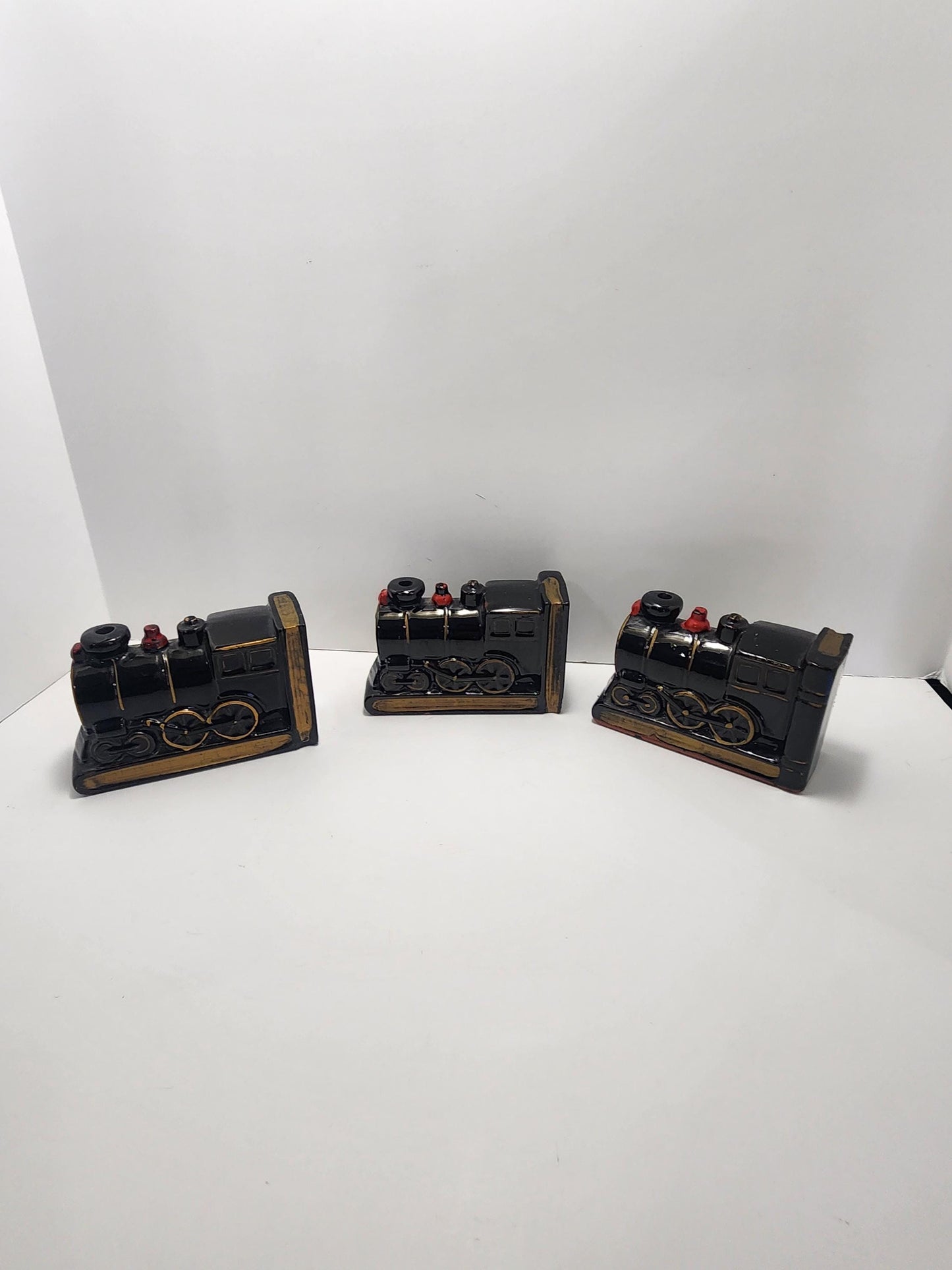 Train Bookends Lot of 3 - Bookends - Vintage Books - Vintage Bookends - Trains - Train Decor - Library - Library Decor