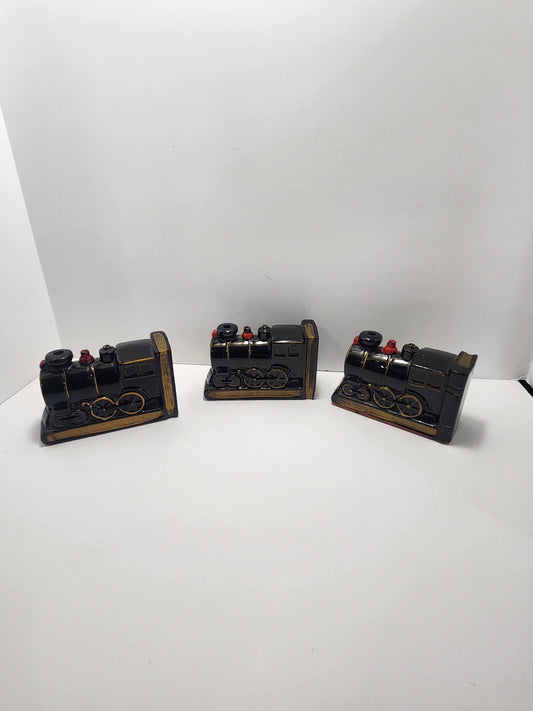 Train Bookends Lot of 3 - Bookends - Vintage Books - Vintage Bookends - Trains - Train Decor - Library - Library Decor