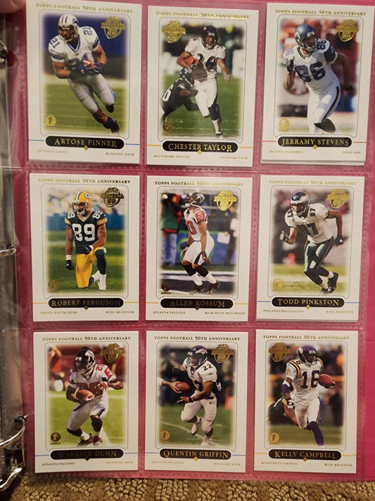 Topps Full Page Of NFL 1st Edition 50th Anniversary Trading Cards - Trading Cards - NFL- 1st Edition - NFL Cards - Sports Cards