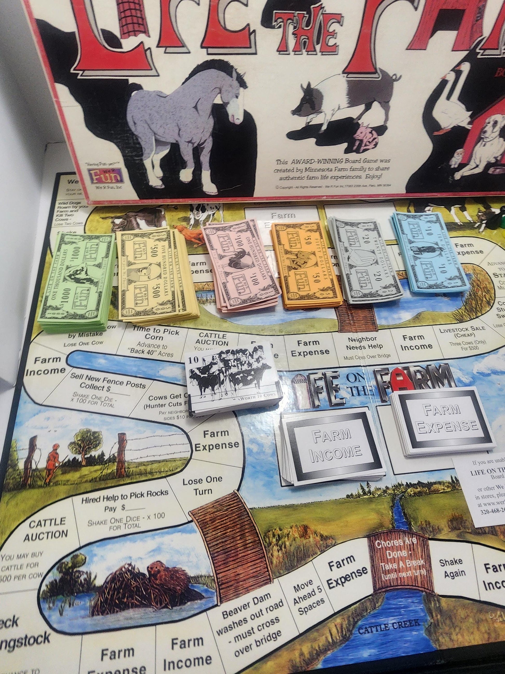 1996 Life On The Farm Board Game - Games - Vintage Games - Board Games - Life - Farm - Farm Toys - Farm Gifts - Family Game Night - Family
