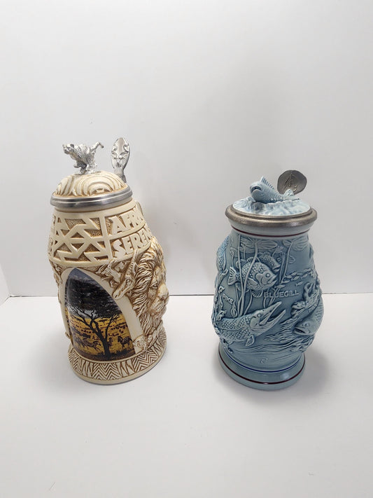 Avon Limited Edition 1990s Beer Steins - Beer - Beer Steins - Avon - Avon Steins - Vintage Steins - Safari - Africa - Fishing - Fishermen