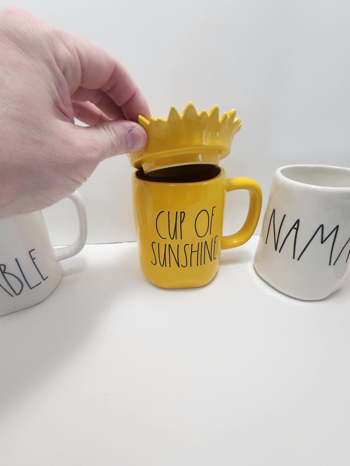 Rae Dunn Pottery Coffee Mugs - Positive Vibes - Sunflowers - Sunshine - Rae Dunn - Mugs - Coffee Mugs - Namaste - Yoga - Gift Mugs