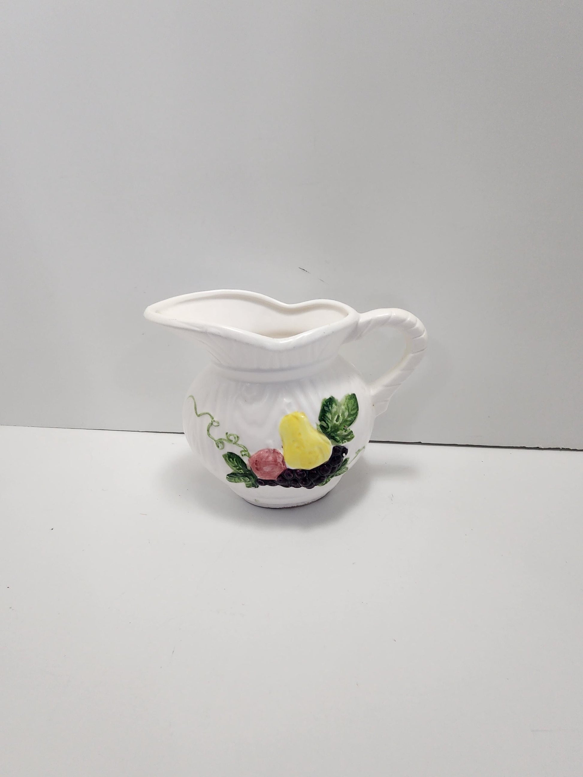 Samson Imports 1964 Antique Hand Painted Pitcher Jar - Samson Imports - Antiques - 1960s - Teapot - Pitcher - Vintage Glass - Fruit - Farm