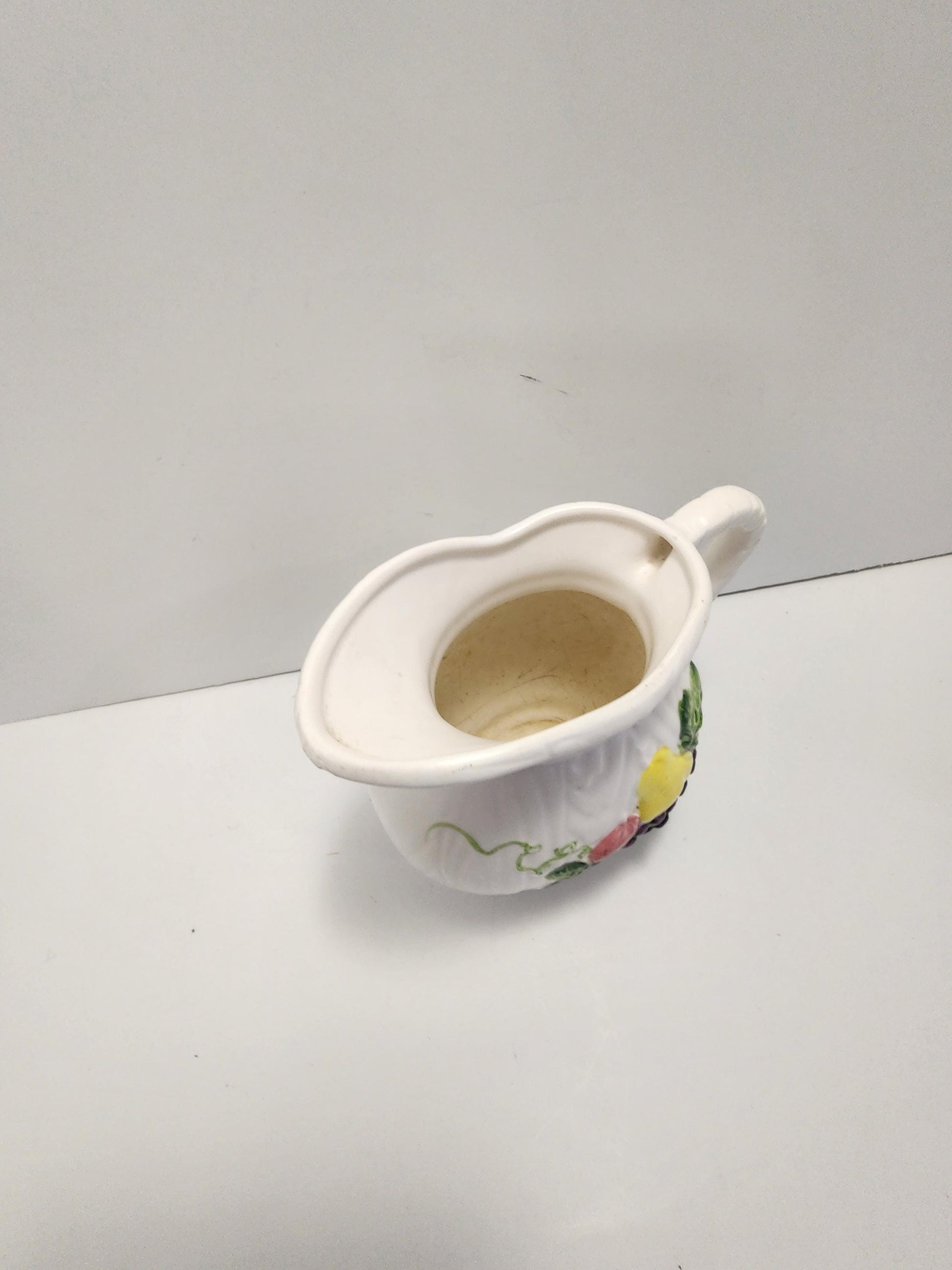 Samson Imports 1964 Antique Hand Painted Pitcher Jar - Samson Imports - Antiques - 1960s - Teapot - Pitcher - Vintage Glass - Fruit - Farm