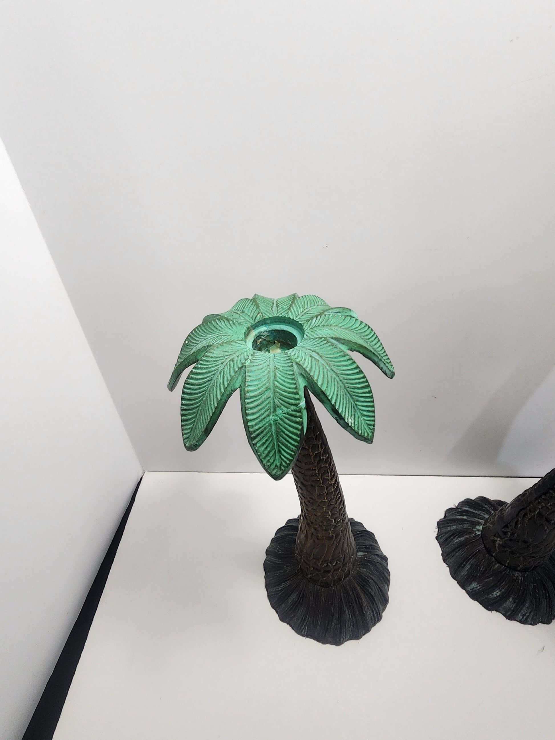 Palm Trees Set of 2 Iron Vintage 1980s Candle Holders - Palm Trees - Candles - Candle Holders - Tealights - Tealight Holders - Beach - Decor