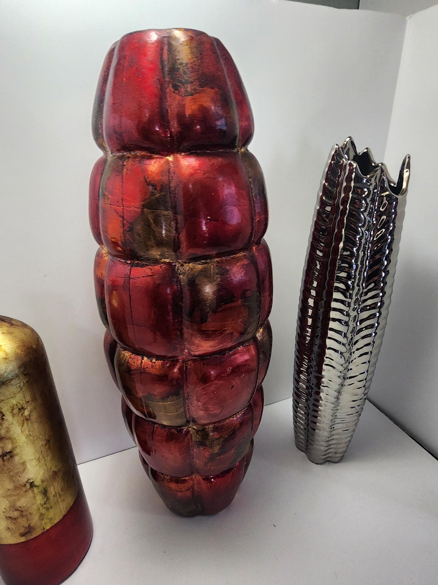 Vintage Vases - Vase - Vases - Metallic Vase - Ruby Red Vase - Metallic - Flowers - Decor - Vintage Decor