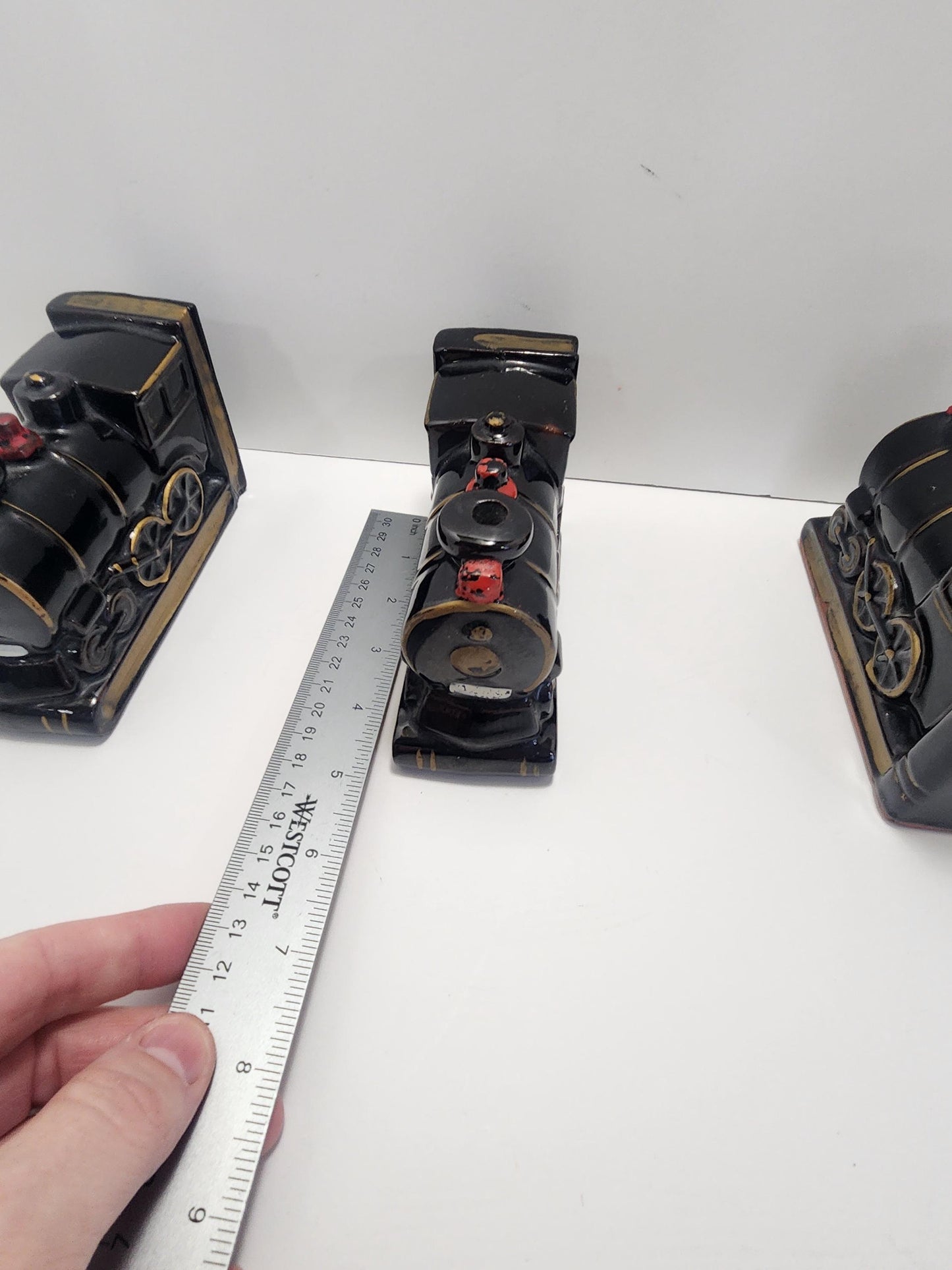 Train Bookends Lot of 3 - Bookends - Vintage Books - Vintage Bookends - Trains - Train Decor - Library - Library Decor